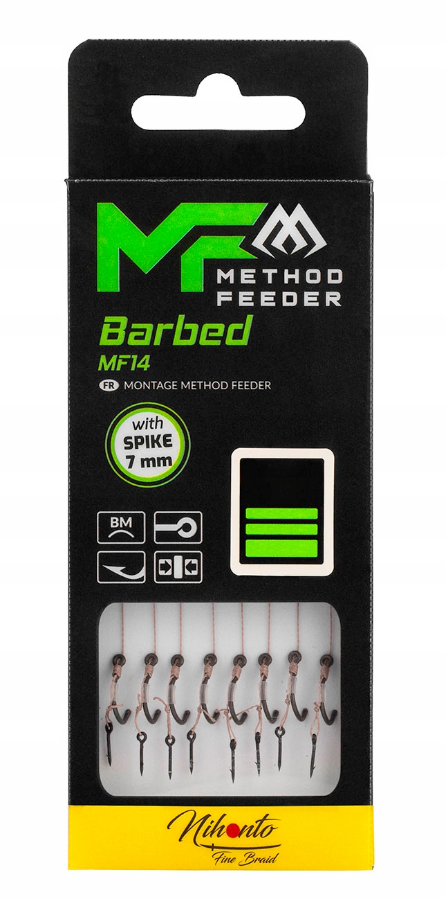 Przypon method feeder Mikado MF14 Z Igłą plecionka hak z zadziorem nr 12