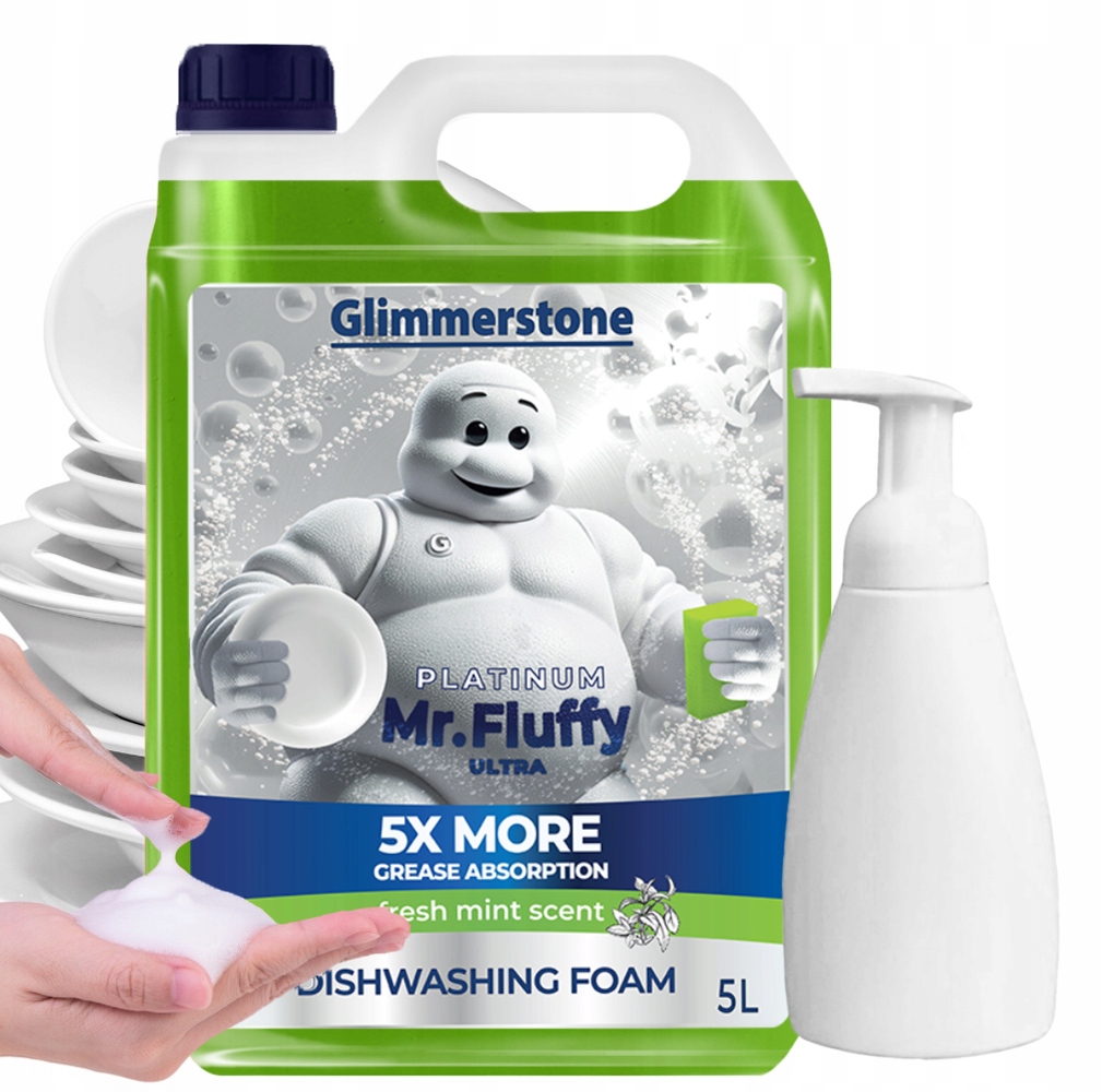 Levně Mr. Fluffy Tekutý Prostředek Na Mytí Nádobí V Mátové Pěně Dávkovač