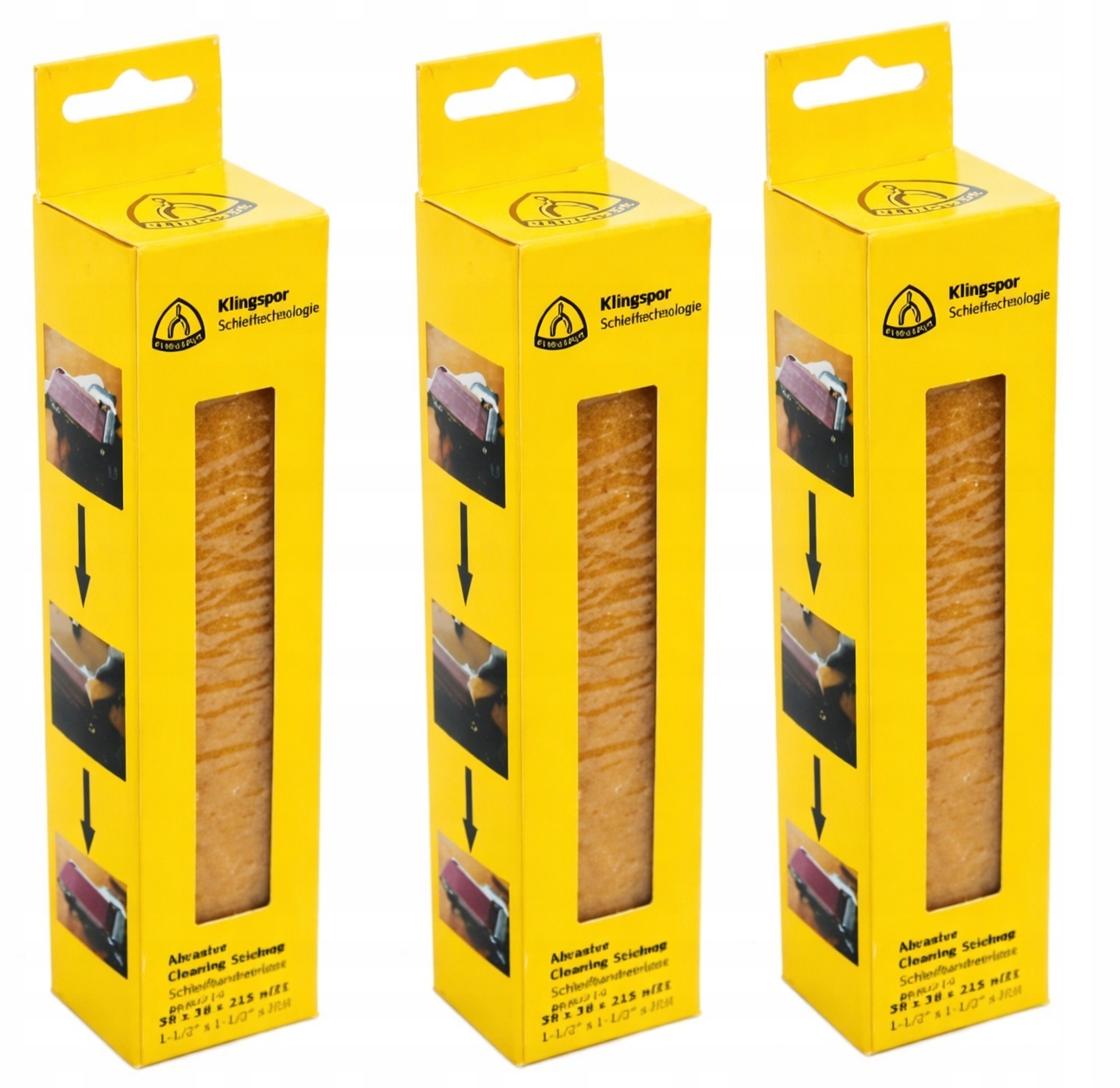 3x Kostka do czyszczenia pasów ściernych Klingspor SBR100 38x38x215 Zestaw