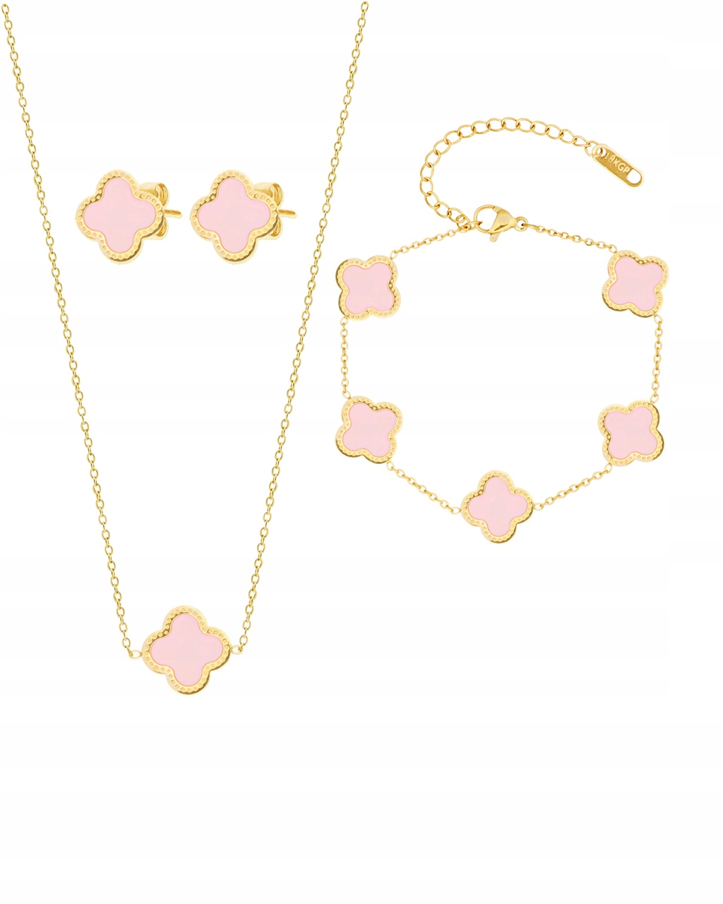 Komplet dámských šperků, pozlacený náhrdelník, náušnice, náramek Blingart