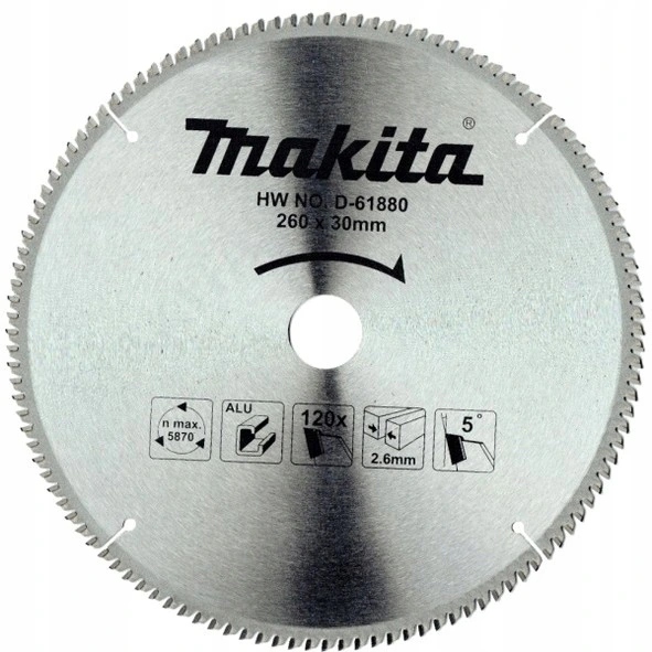

Makita tarcza D-61880 260x30mm 120Z do Aluminium