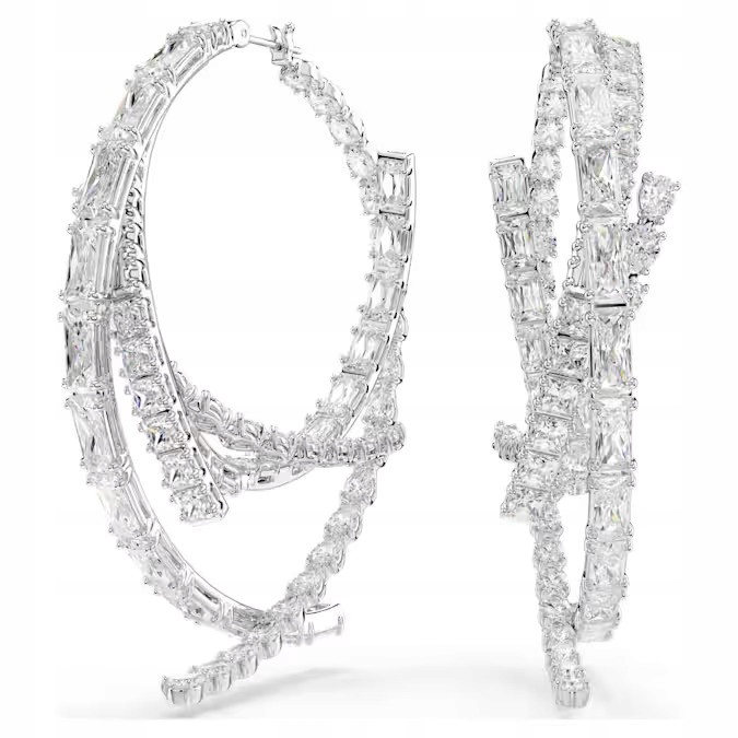 Náušnice Swarovski kola Matrix Zirkon bílá Ocel rhodiovaná Zarážka