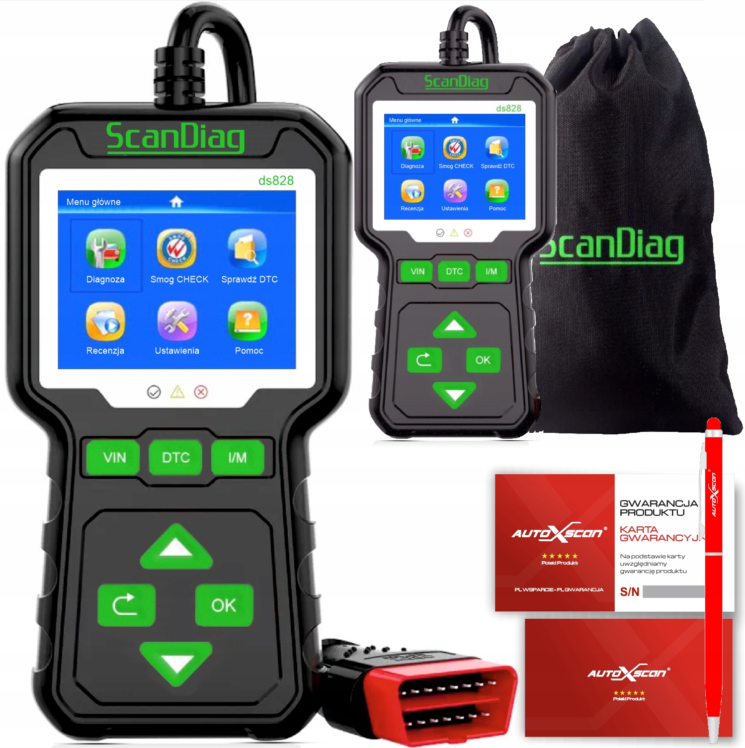 Diagnostický Skener OBD2 Scandiag Poľský Zelený