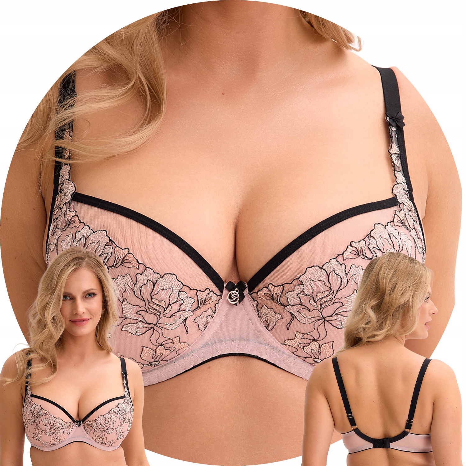 Gaia 1332 Xenia Polovyztužená podprsenka Semi Soft růžovo-černá 70H