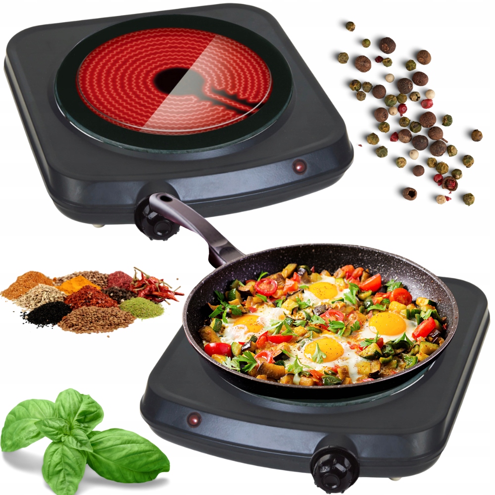 Kuchenka Elektryczna Jednopalnikowa Turystyczna Na Prąd Mocna Przenośna