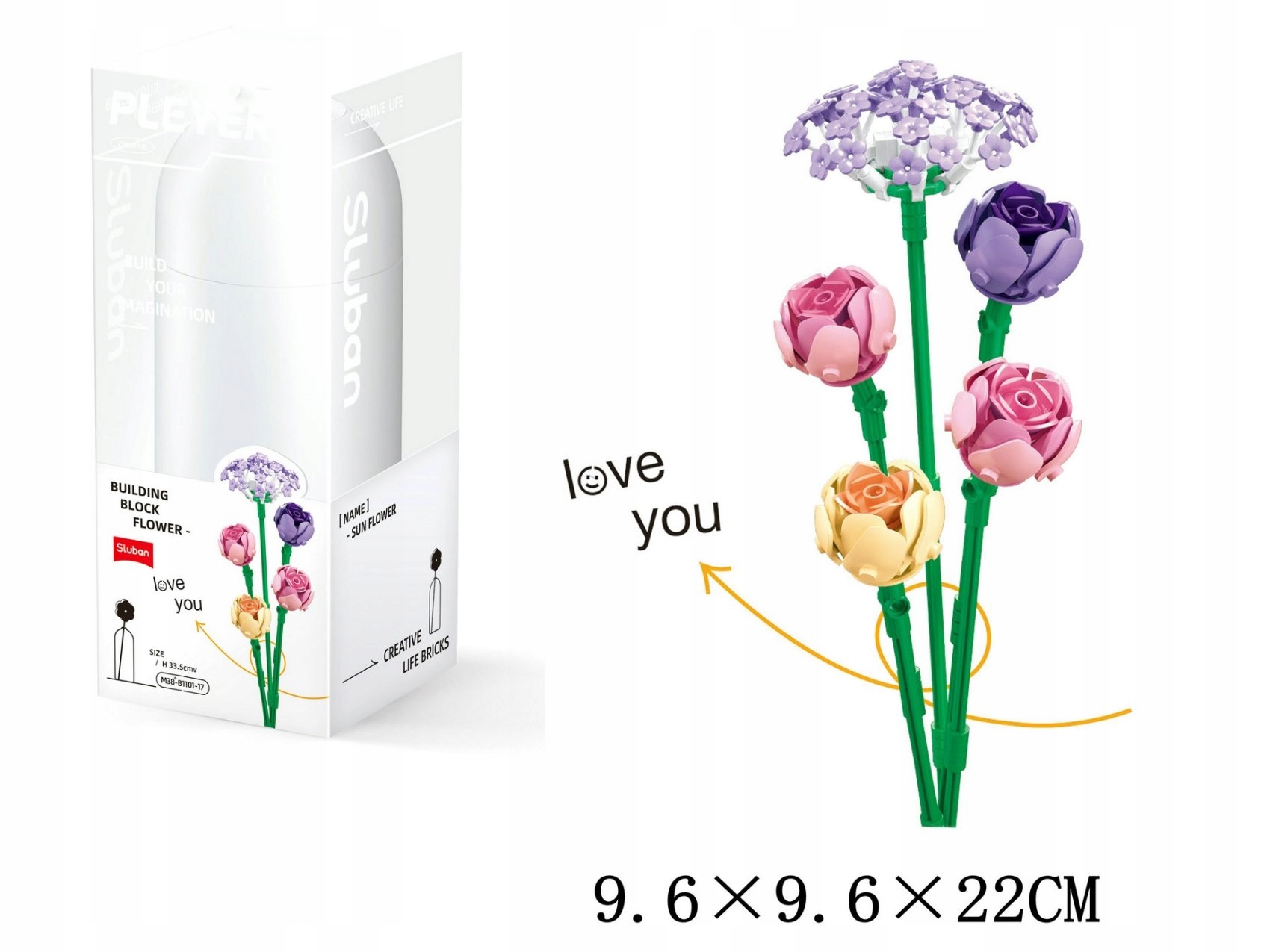 KWIATY NA DZIEŃ MATKI W WAZONIE KLOCKI SLUBAN PIWONIE 198 El. Marka Sluban