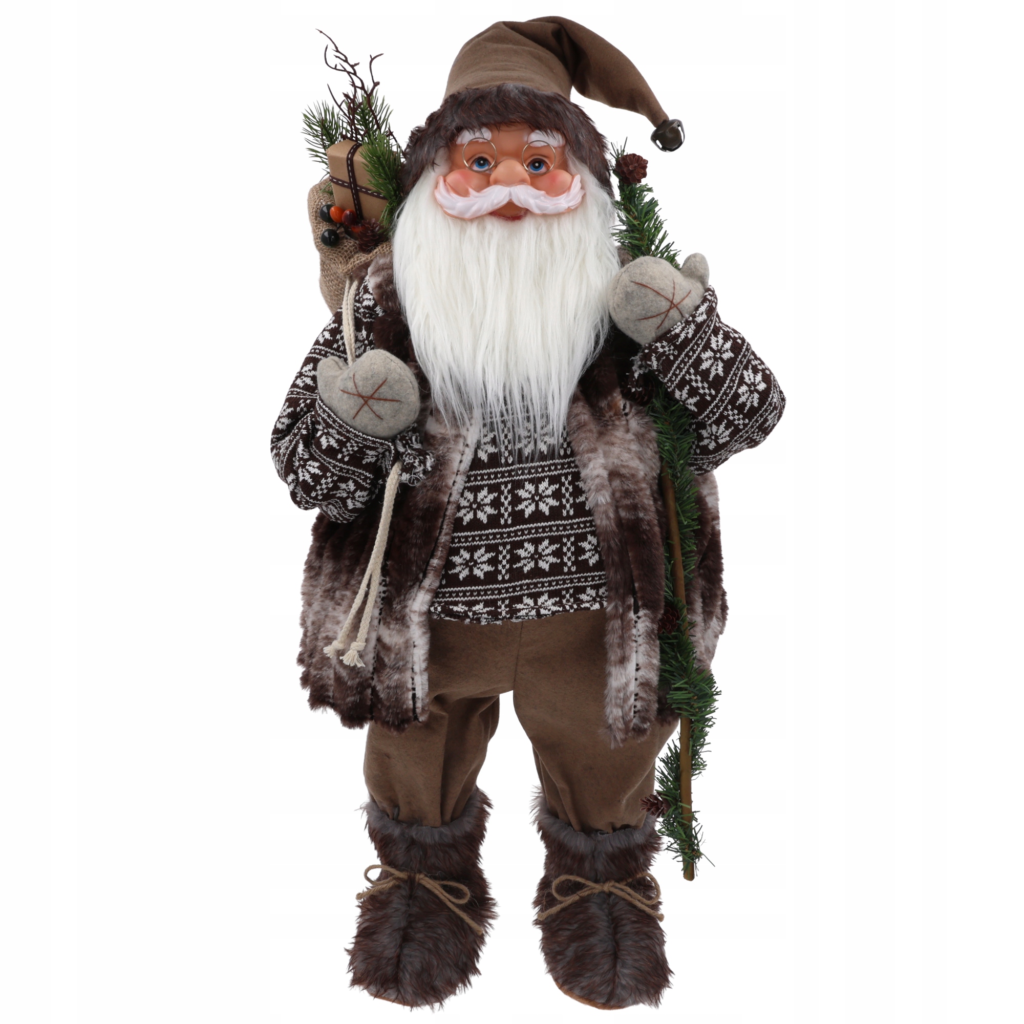 Veľká vianočná figurka Mikuláša stojaci Mikuláš s vrecom Premium 80 cm