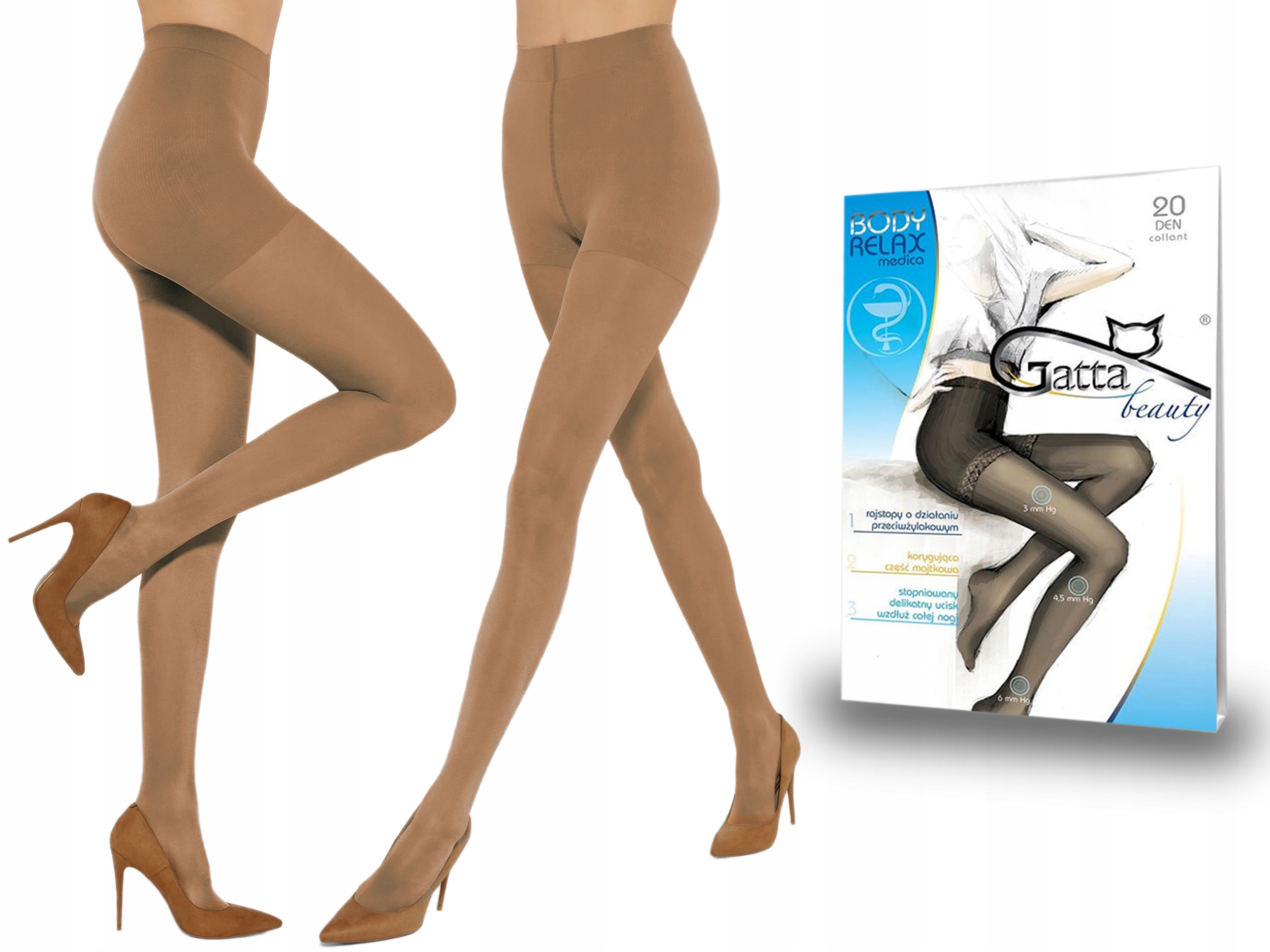 

Gatta rajstopy Body Relax Medica 20 den beige 5-XL