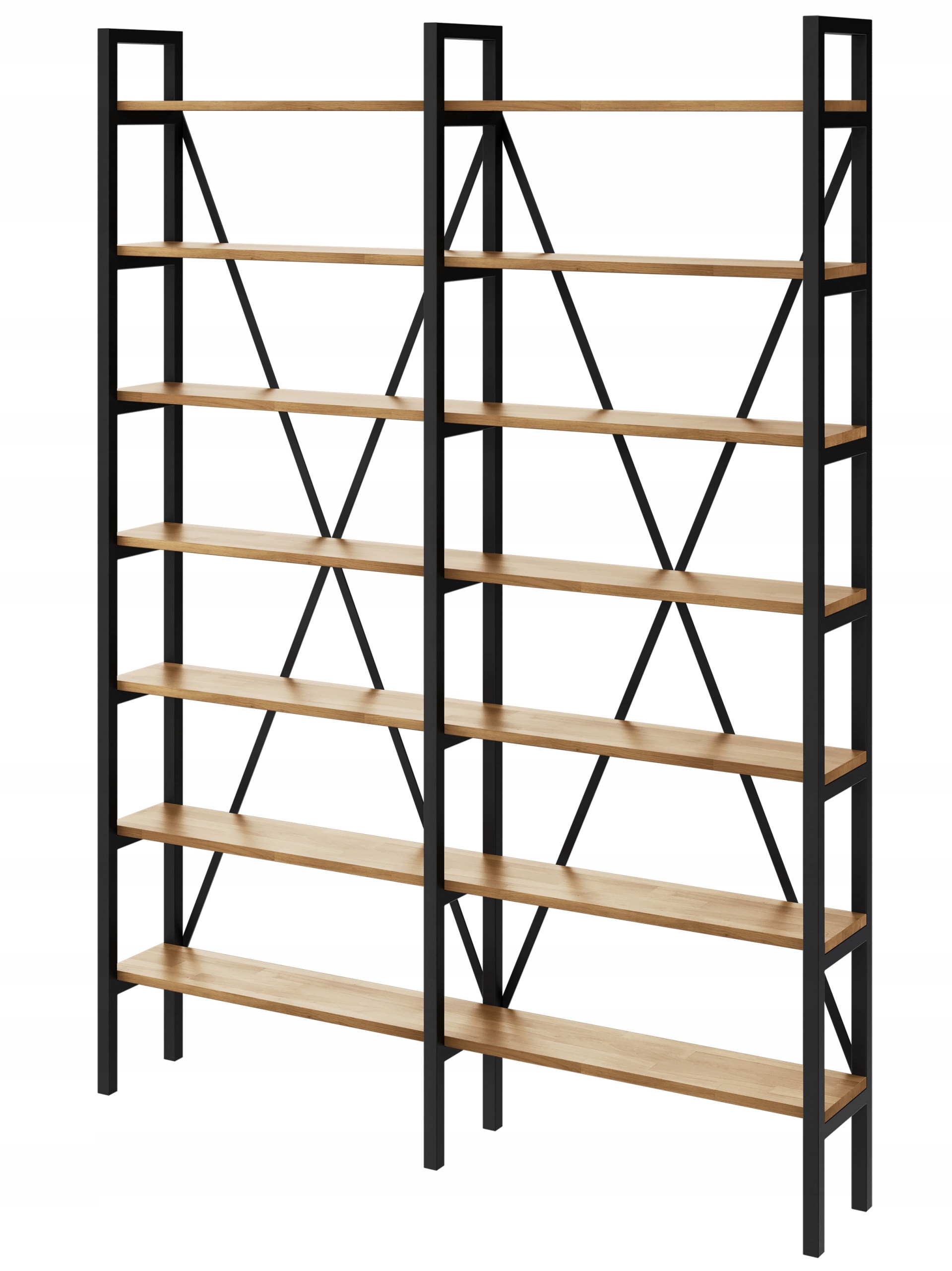 Industriální regál Loft na knihy dub D7-40 200 cm