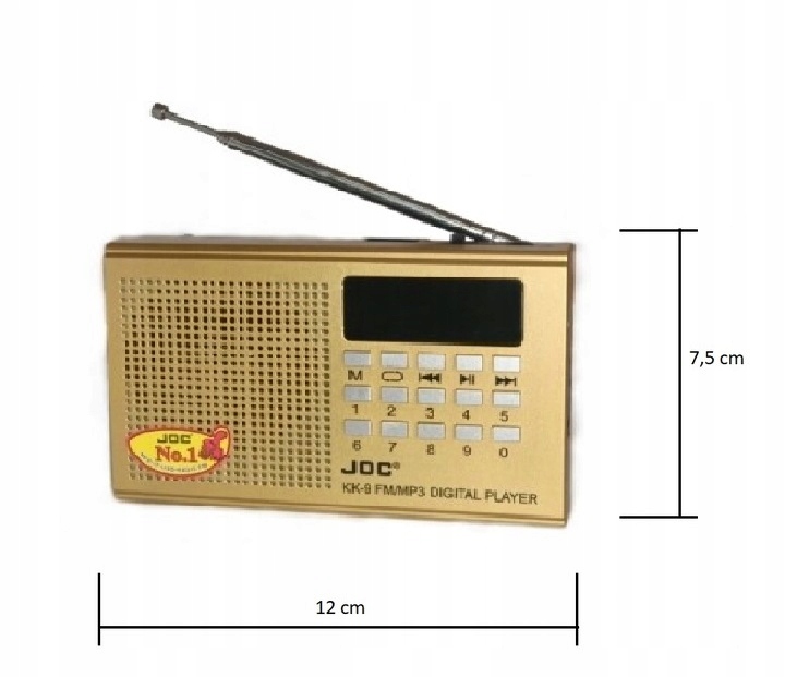 MINI RADIO PRZENOŚNE RADYJKO KIESZONKOWE NA AKUMULATOR JOC ZŁOTE Kod producenta KK-9