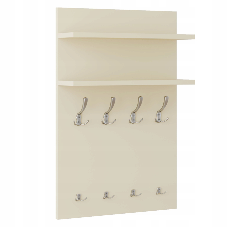 Moderní nástěnný věšák 90x60 police Béžová Saténové úchytky
