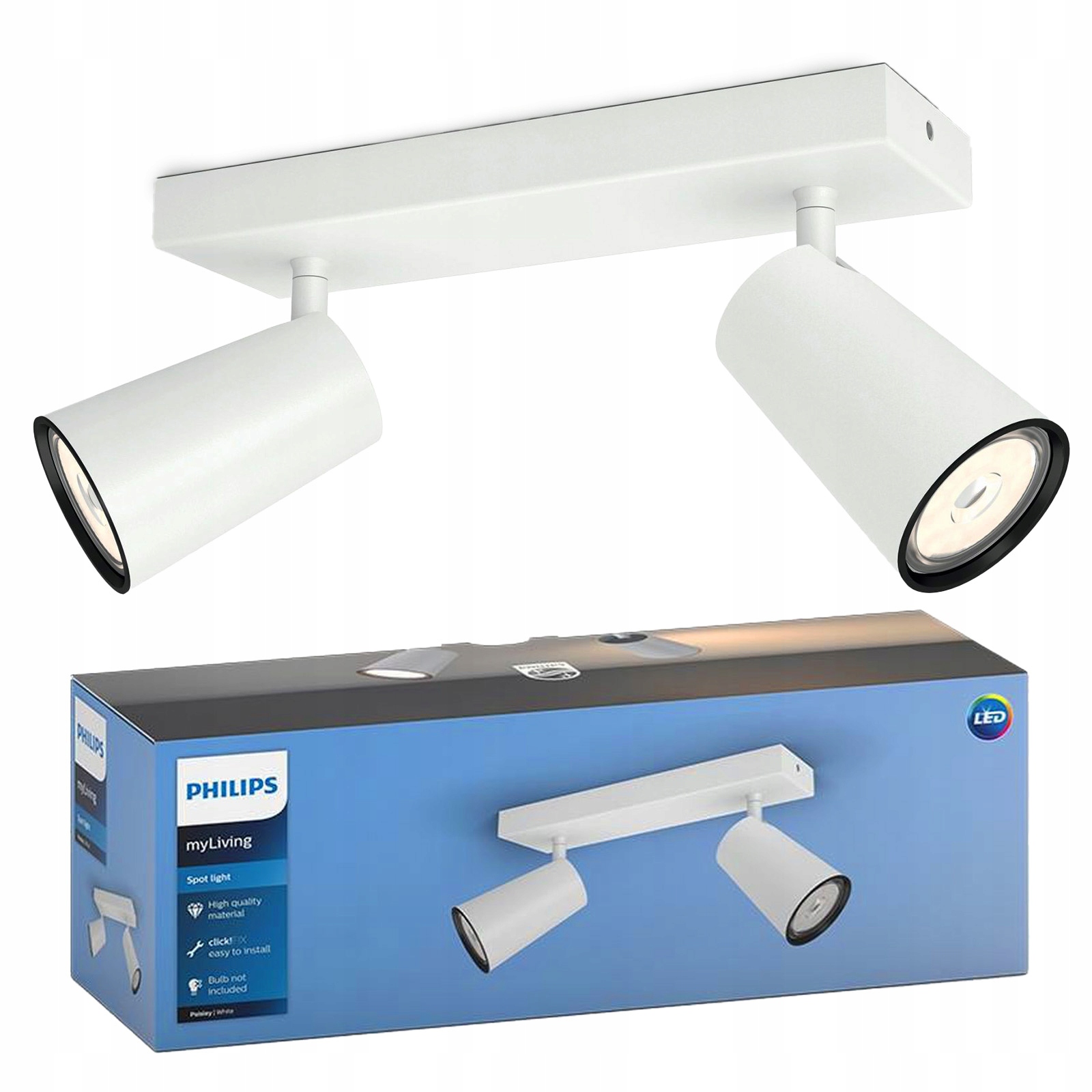 Stropní Svítidlo Reflektor Nástěnný 2x GU10 Bílá Paisley Philips