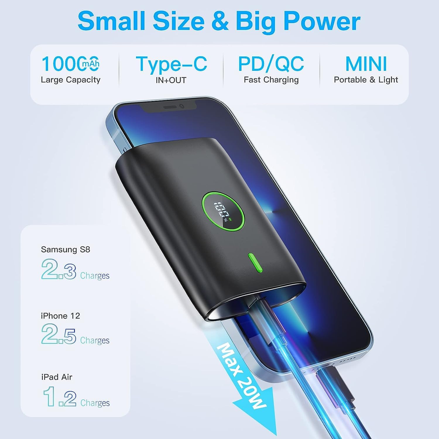 POWER BANK 10000 MAH LED 22.5W USB C — miniatura 3