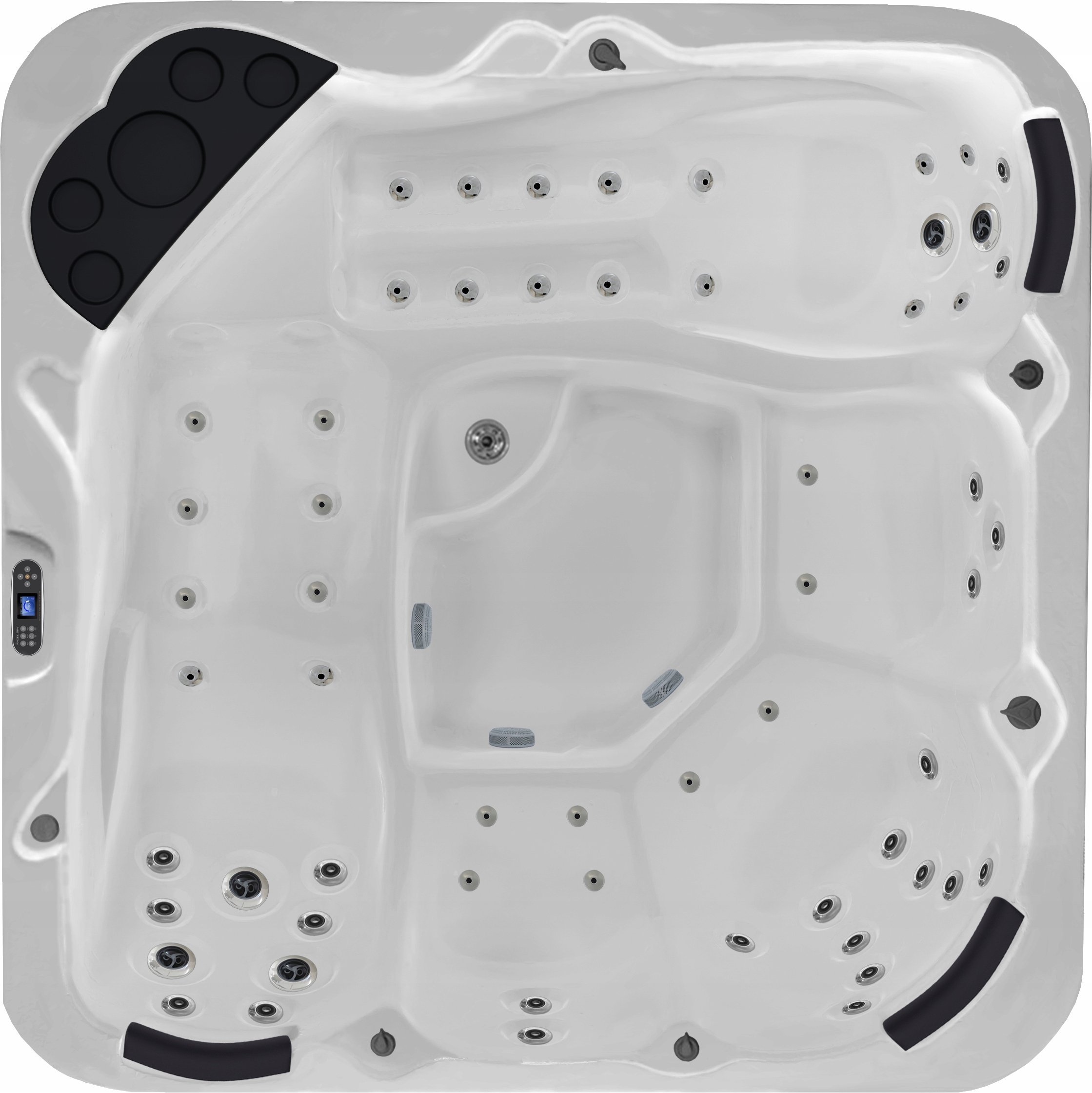 Jacuzzi celoroční pevné vyhřívané velké 2285x2315x930 5 míst barevné trysky