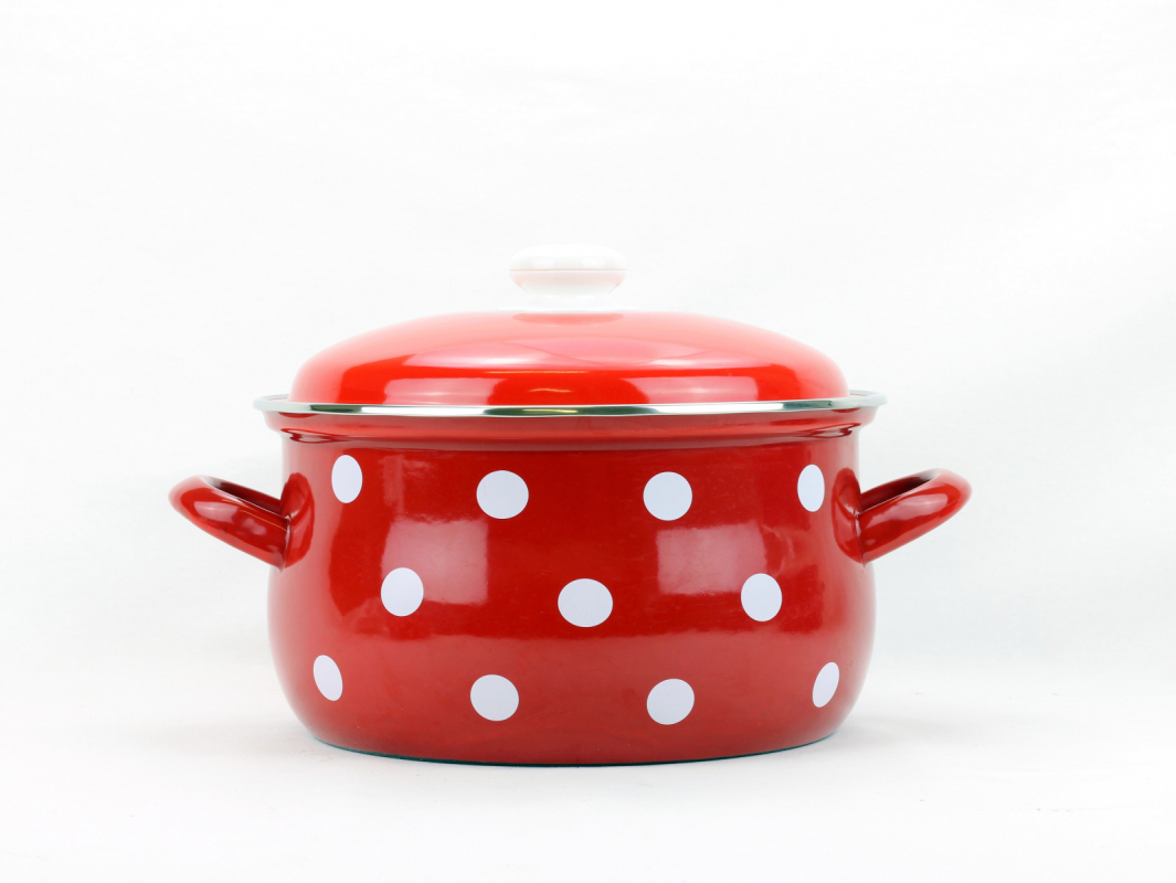 Belis Smaltovaný hrniec červený, biela bodka 24 cm, 6,1 l