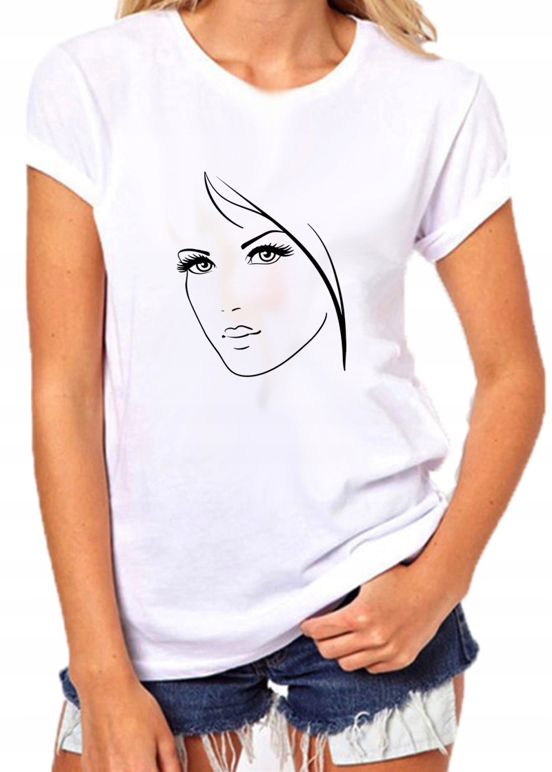 T-SHIRT KOSZULKA DAMSKA Z NADRUKIEM TWARZ HIT L