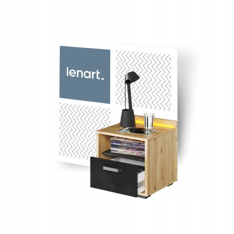 Stolik nocny z oświetleniem LED Qubic QB-10 Głębokość mebla 42 cm