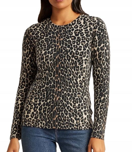 Teplý dámský svetr s leopardím vzorem Valeria L/XL