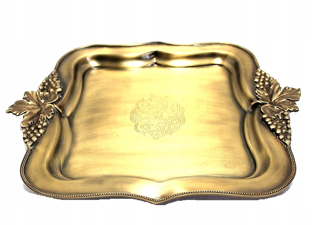 Dekoratívny podnos, staré zlato, ozdoba, kovový, darček do domácnosti.
