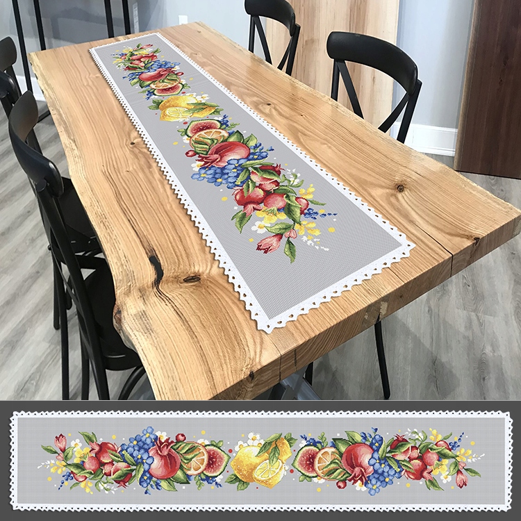 Křížková výšivka Sada na vyšívání Dlouhý ovocný běhoun Do kuchyně