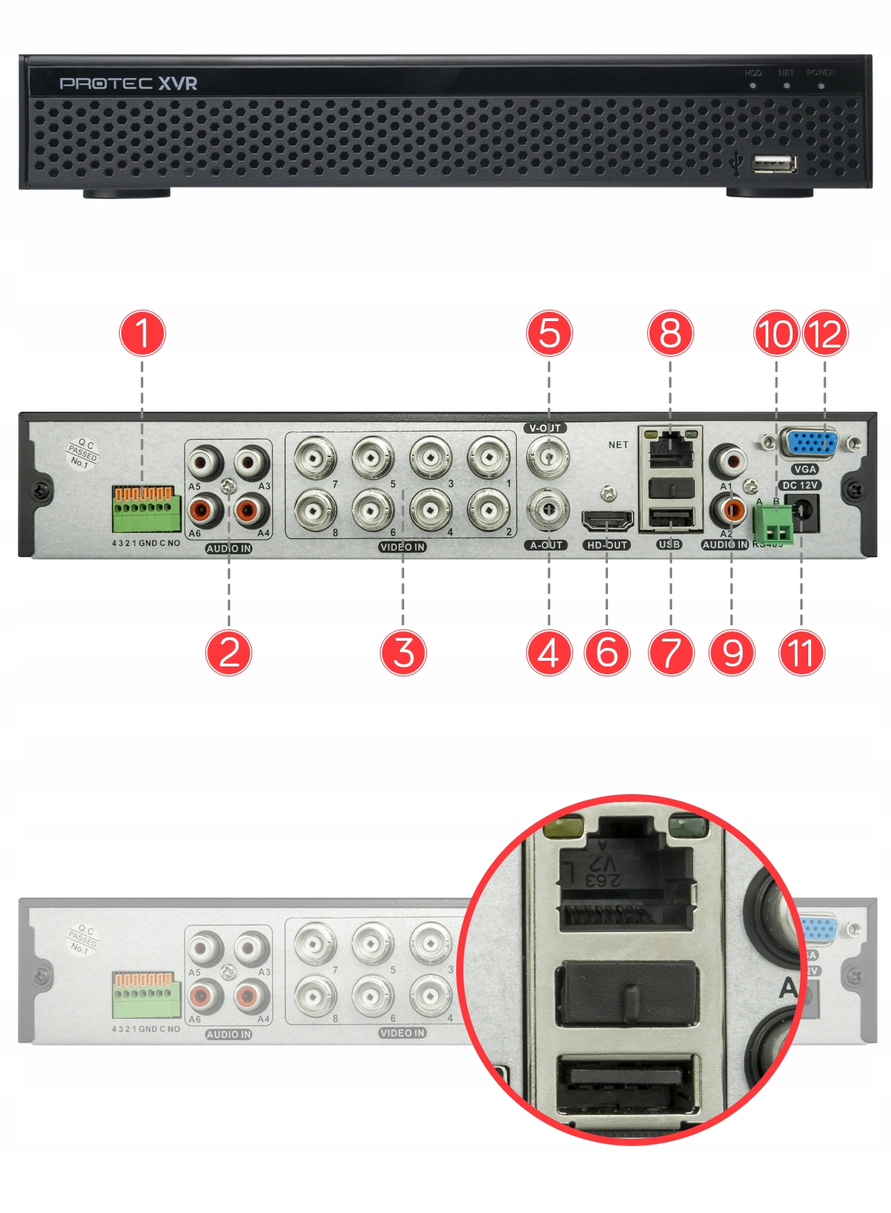 MONITORING 6 KAMER ROZDZIELCZOŚĆ 4K 8MP BEZ HDD Zasięg podczerwieni 50 m