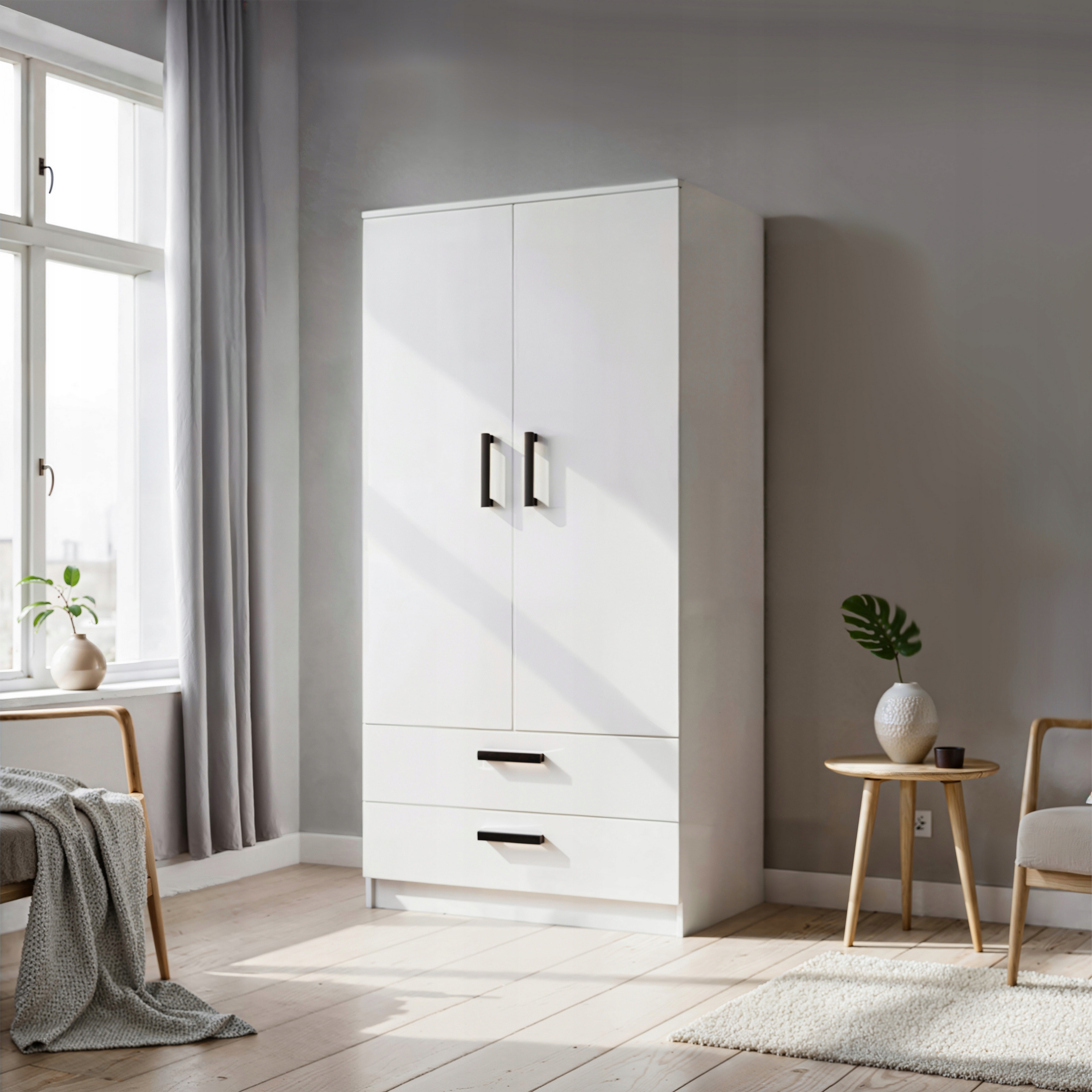 Skříň dvoudveřová Dovi 90 cm Výklopná Bílá