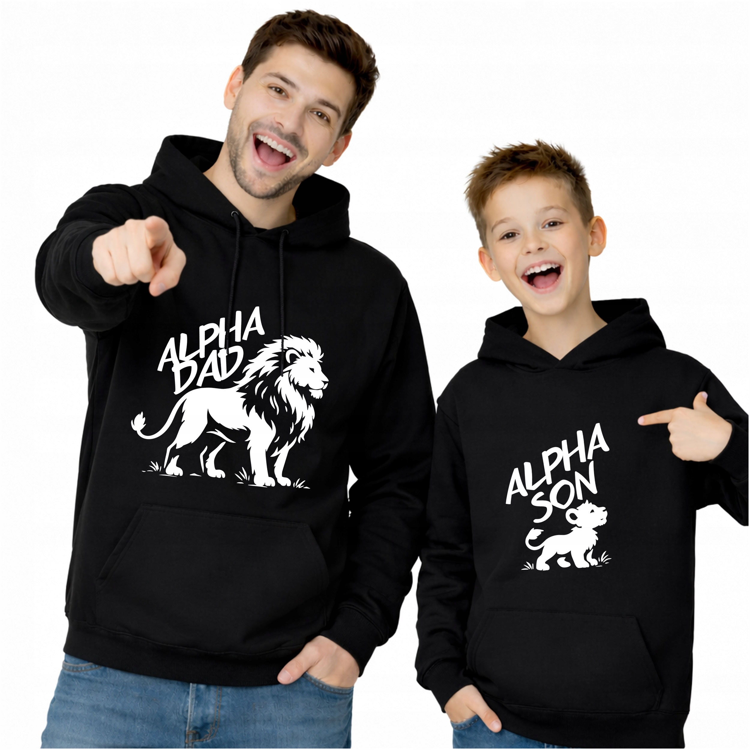 Mikiny Otec a syn sada Dárek Den otců Lvy Alpha Dad Son černé kpt
