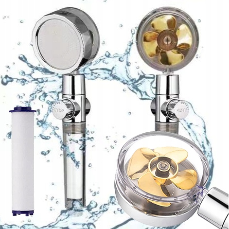 SŁUCHAWKA PRYSZNICOWA Z TURBINĄ WENTYLATOREM FILTR