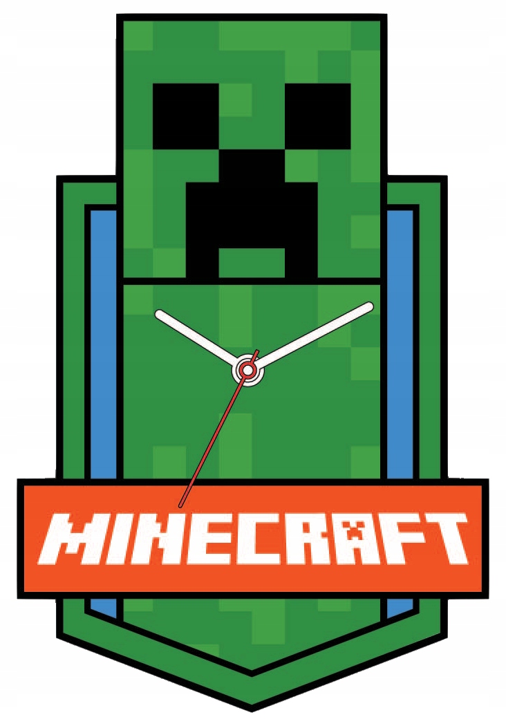 Nástěnné hodiny na zeď Velké XL 50x34 cm pro děti Minecraft
