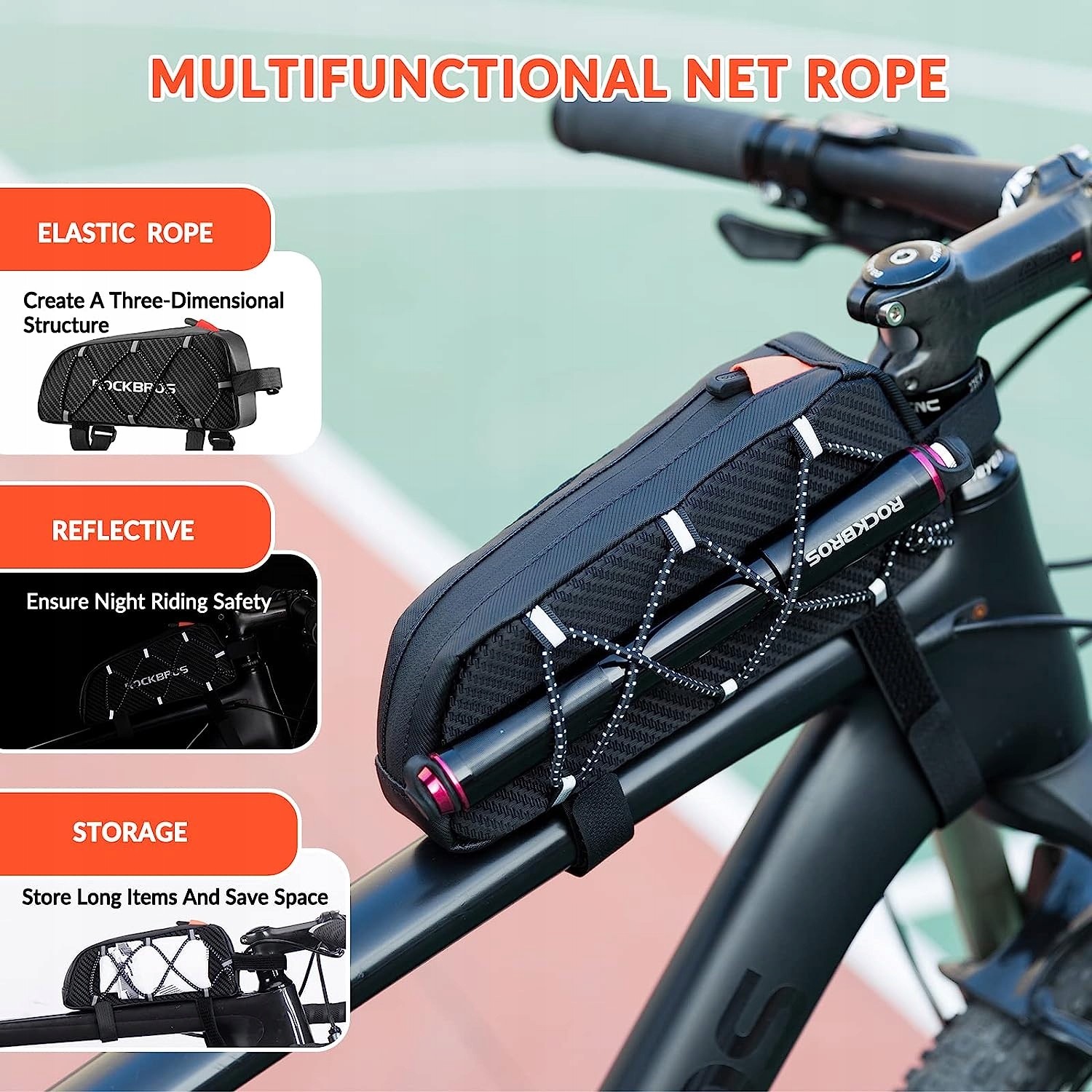 ROCKBROS torba na ramę 1L do rowerów szosowych Cechy dodatkowe elementy odblaskowe wodoszczelność