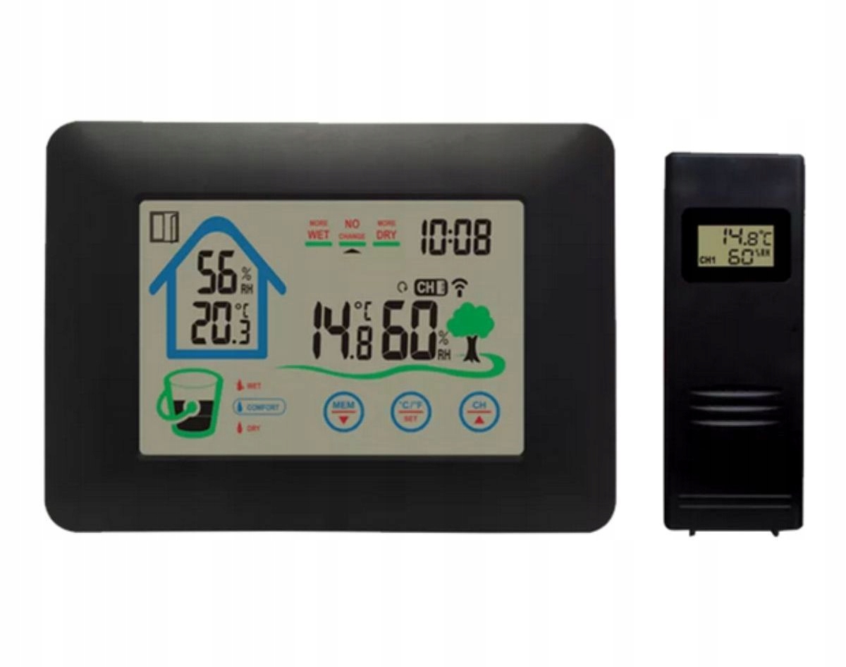 Multifunkční dotyková meteorologická stanice Denver s externím LCD senzorem