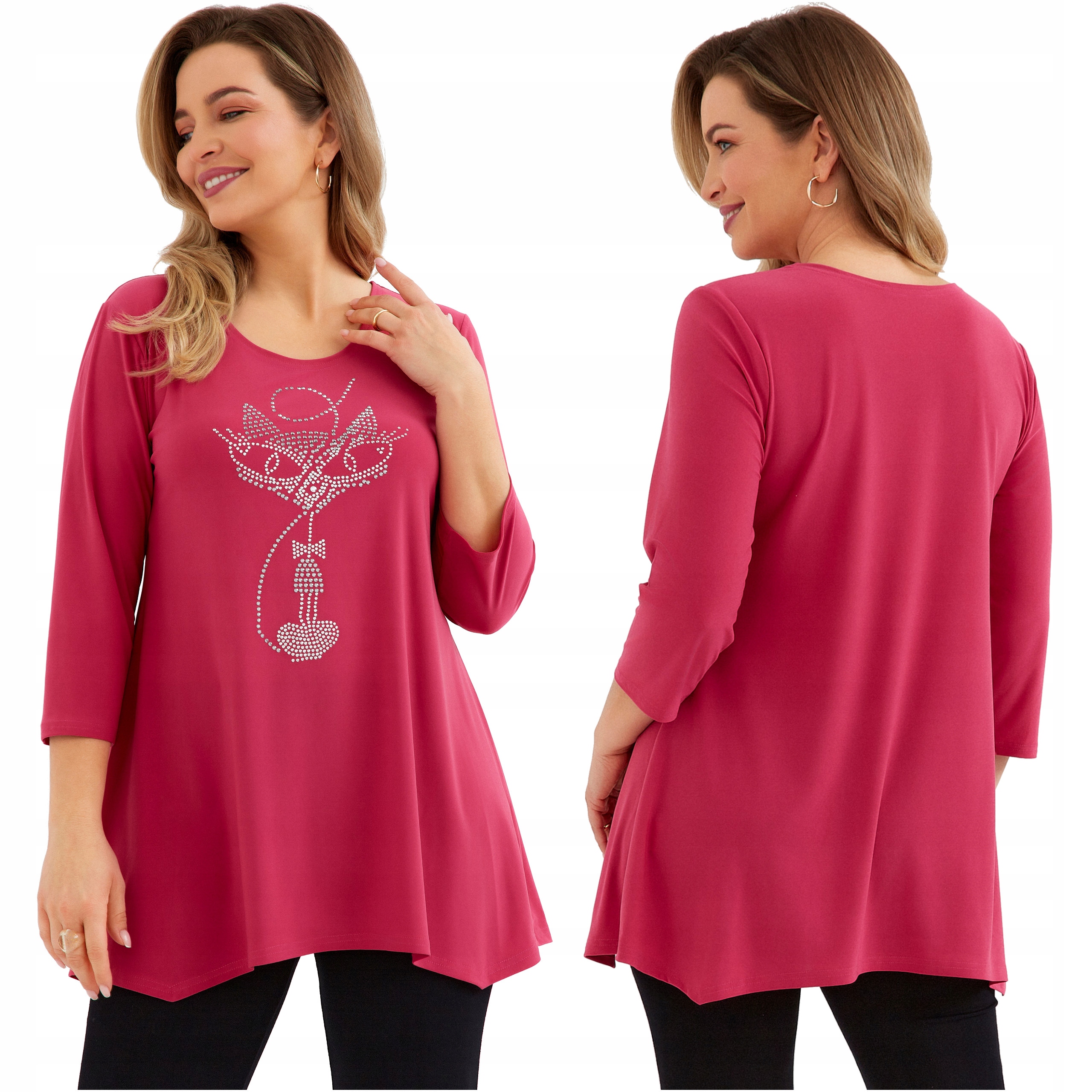 Dámská tunika Velké velikosti Volná Dlouhá Plus Size Polský Výrobce Mikina