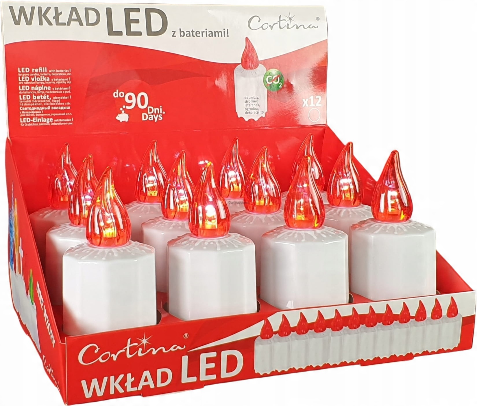 

Wkłady Do Zniczy 12SZT Led Elektryczny Czerwony