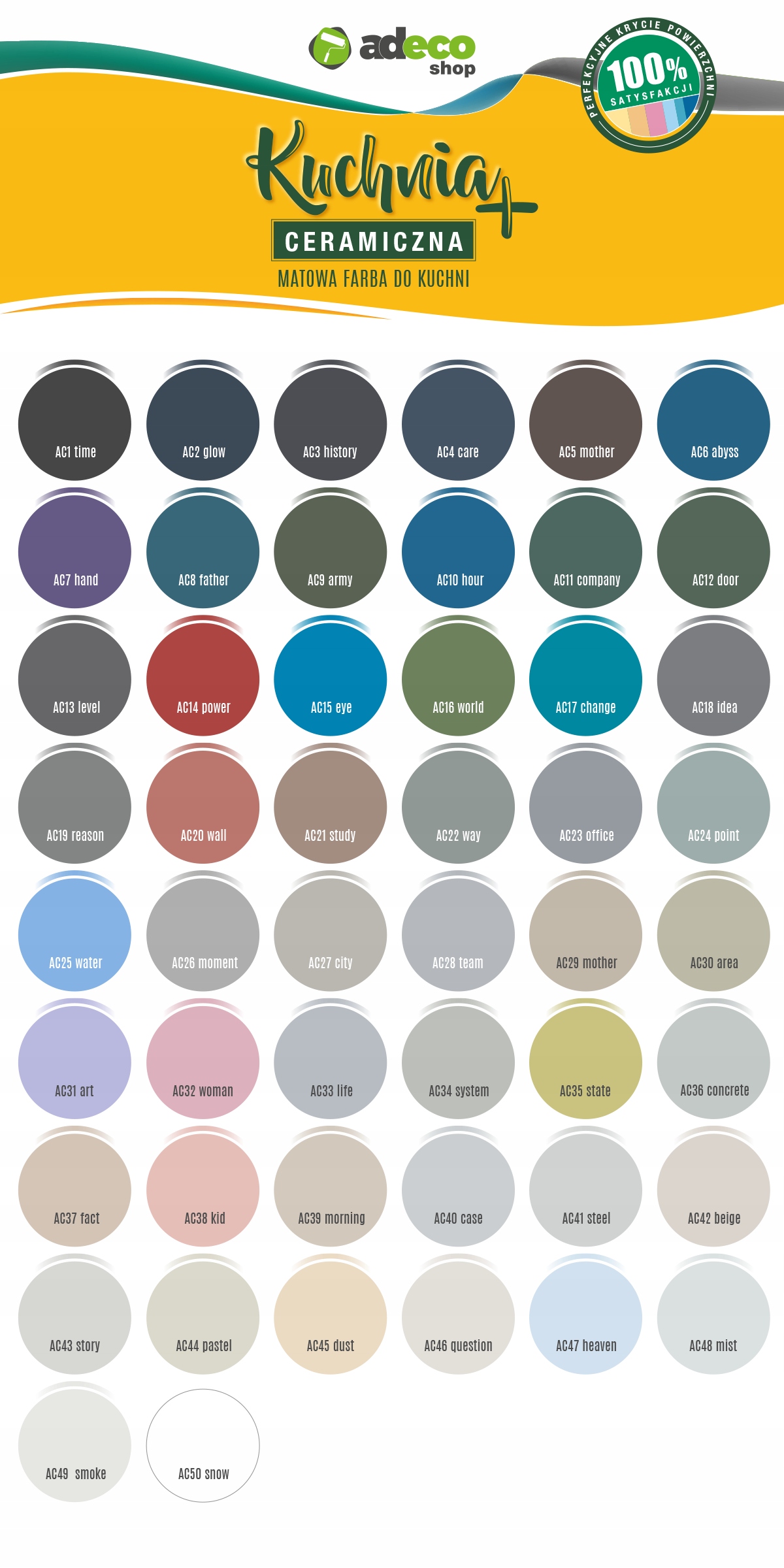 Adeco farba do kuchni biała / 311 kolorów mat 2,5L Marka Adeco