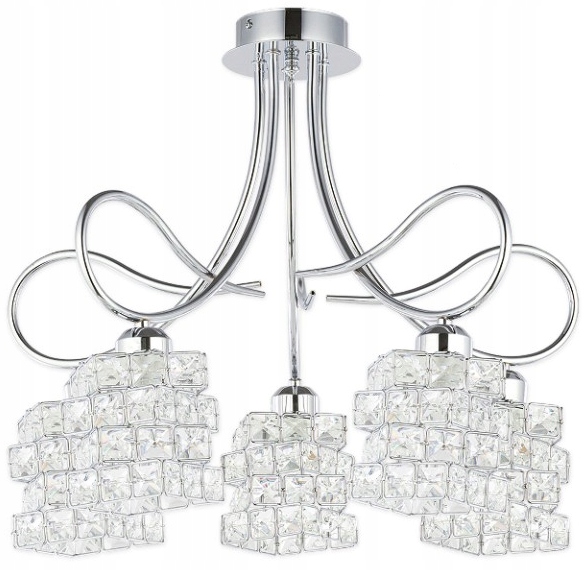 Křišťálová lustrová lampa Krystalový chrom křišťály 5xE27 glamour