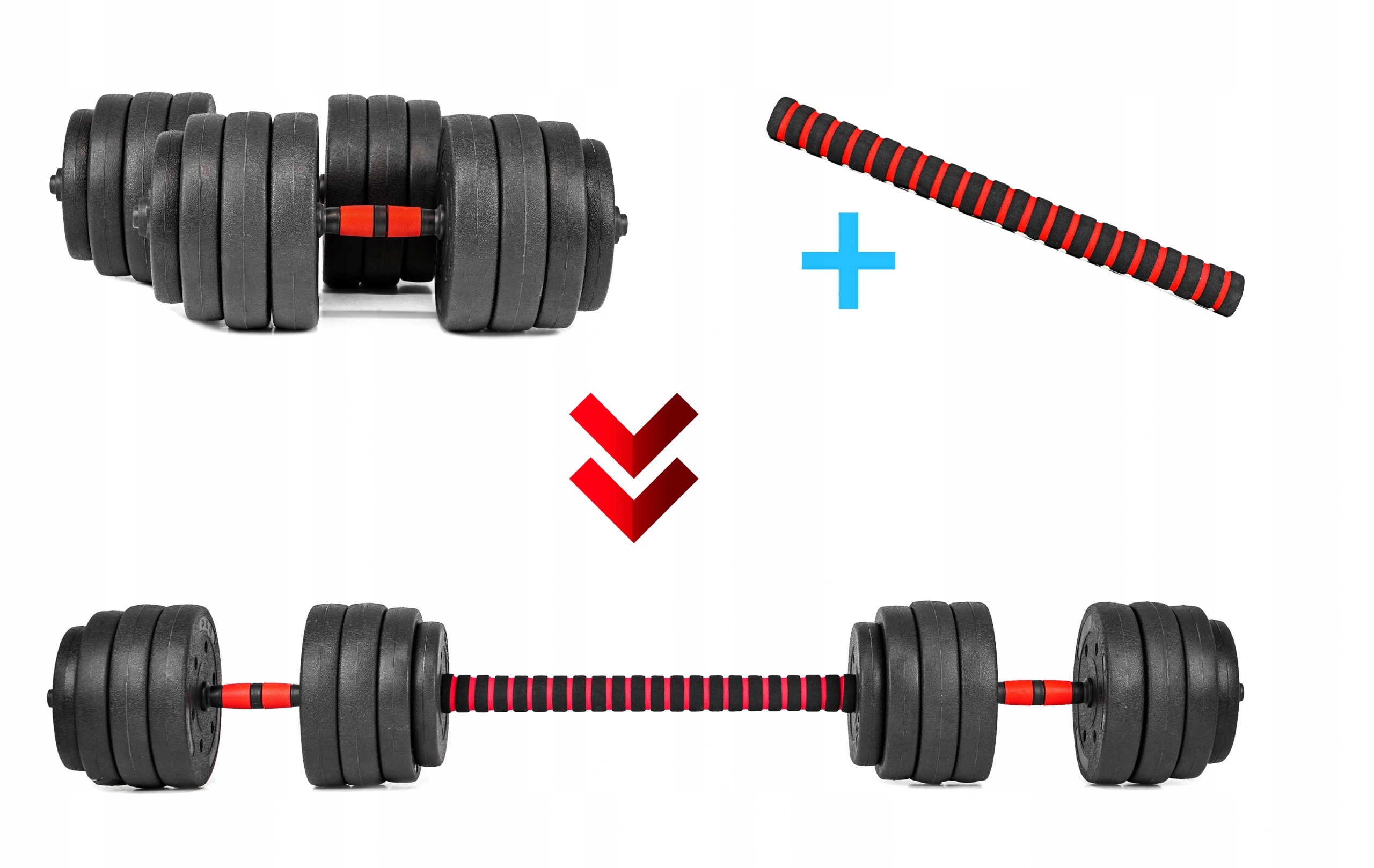 ZESTAW DO ĆWICZEŃ 2w1 HANTLE GRYF OBCIĄŻENIE 40KG PRO MAX Kod producenta TX-020SN