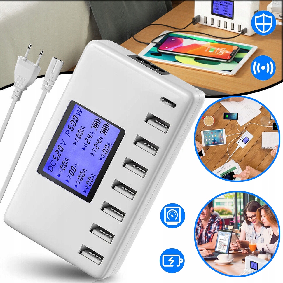 Ładowarka Usb 60W 8 Portów Multi-portowa Ładowarka Usb Stacja Ładująca