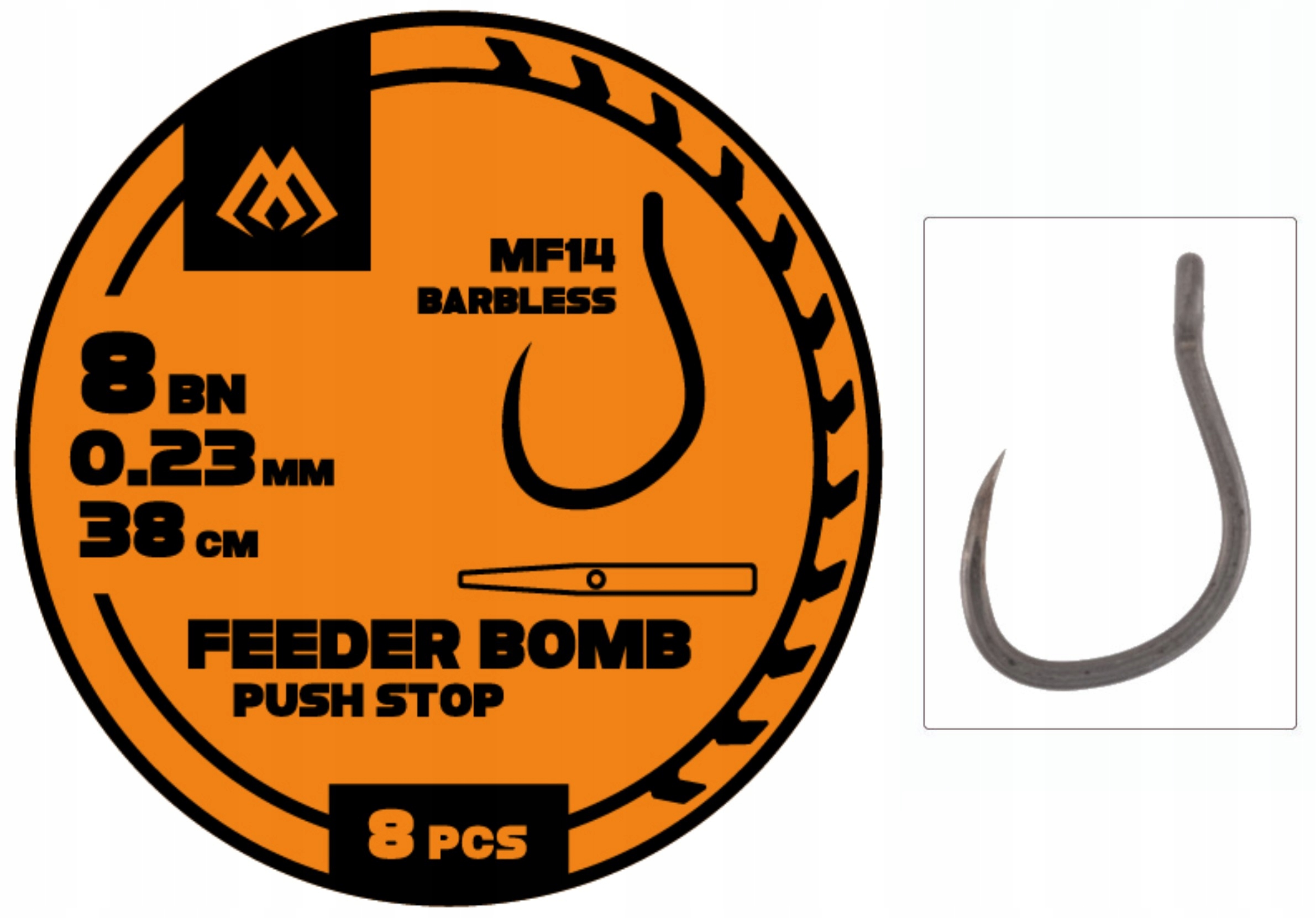 Przypony Feeder Bomb PushStop 38cm MF14 hak nr10 Bezzadziorowy żyłka 0.20mm