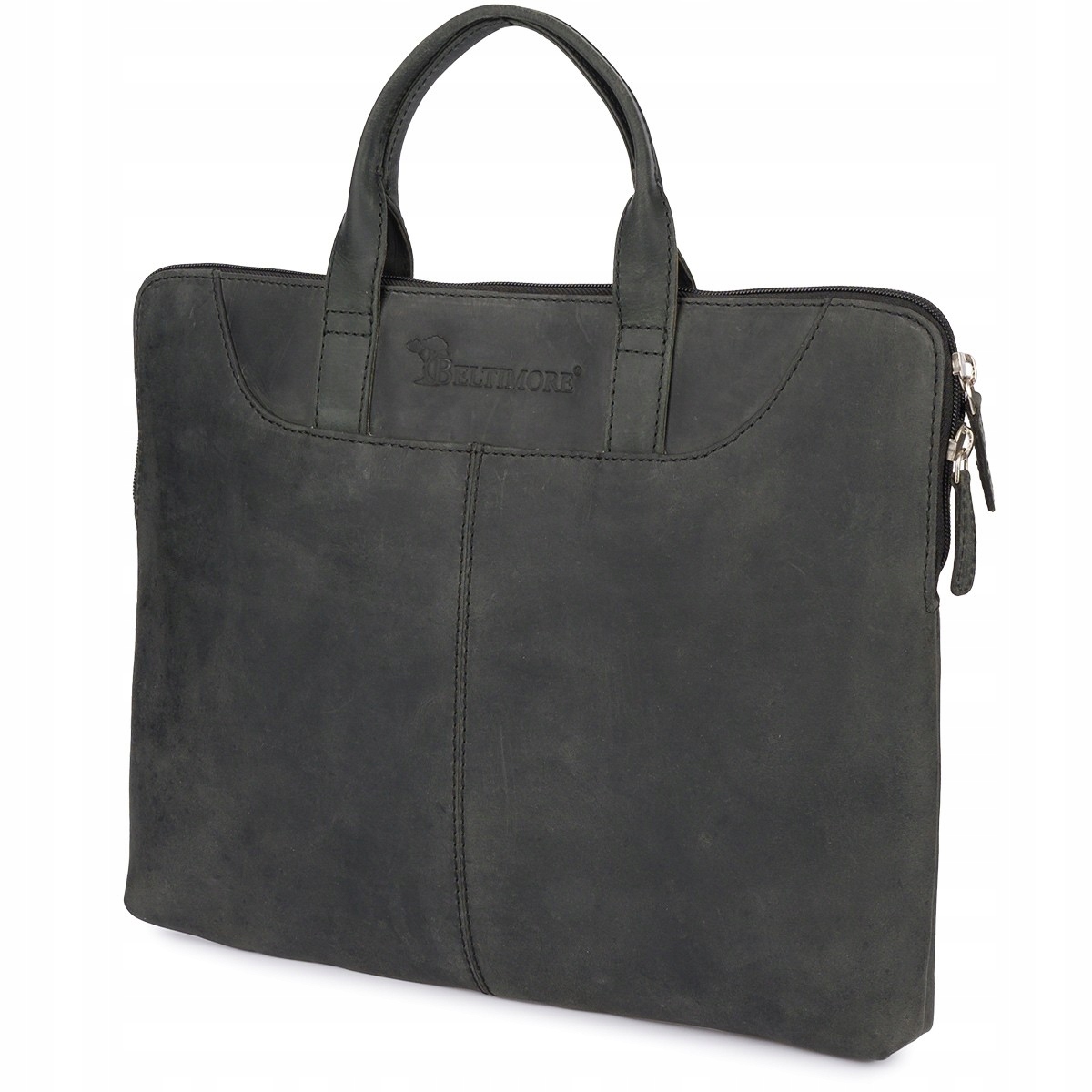 Kožená aktovka a pouzdro na notebook 13" černá nubuková kůže, elegantní unisex