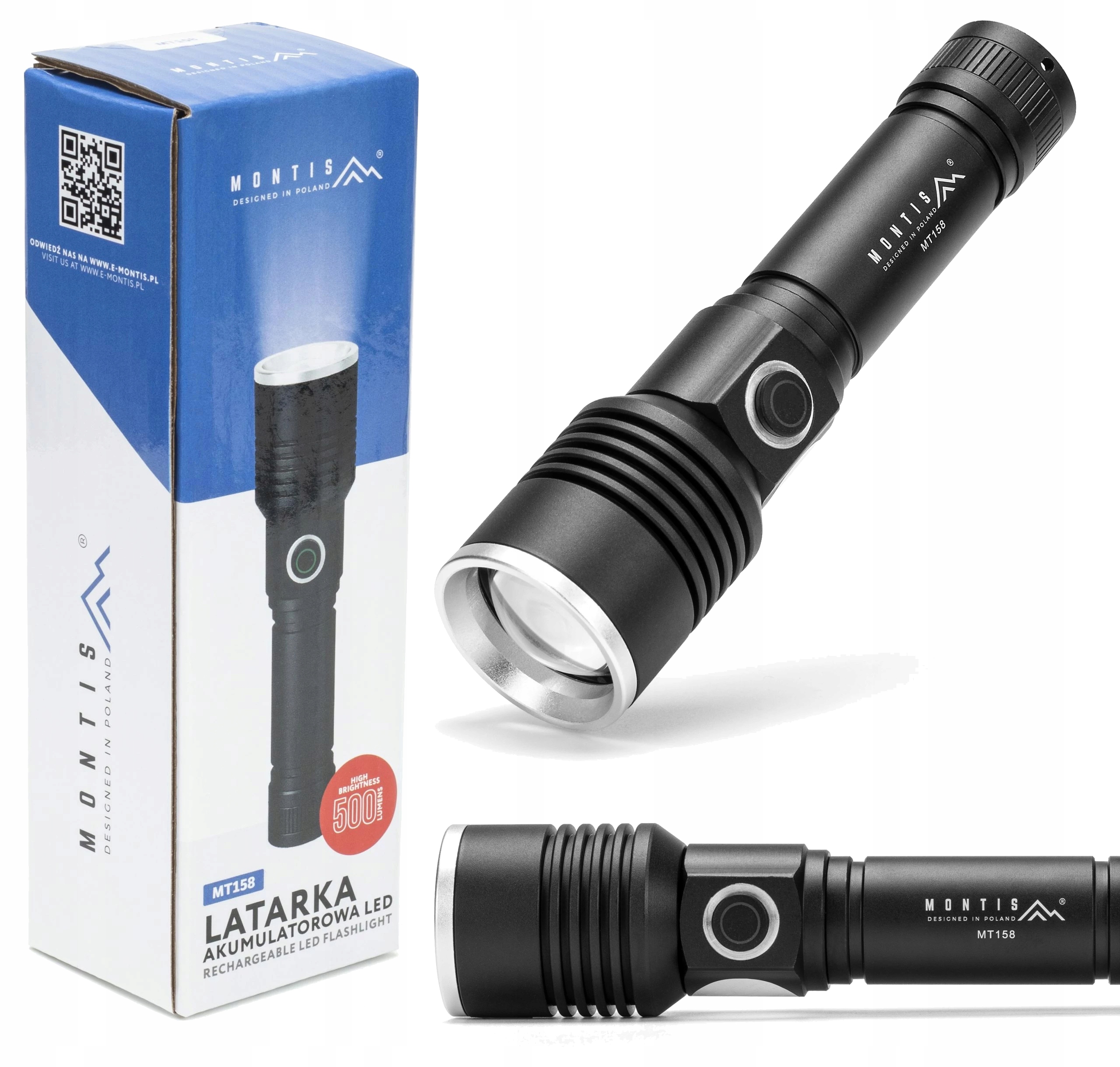 Latarka Taktyczna Akumulatorowa Led Aluminiowa 1200mAh 500LM IPX4 Zoom