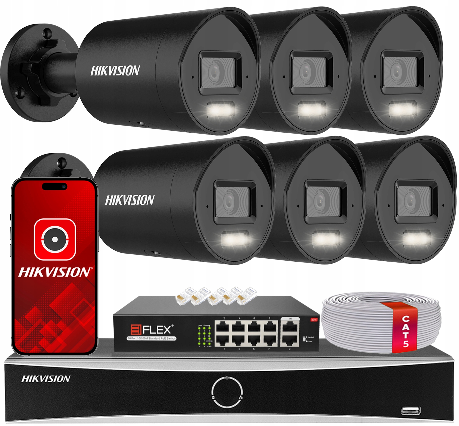 Sada na monitorovanie 8MPx Hikvision 6x DS-2CD2083G2-LI2U Black Nvr Acusense