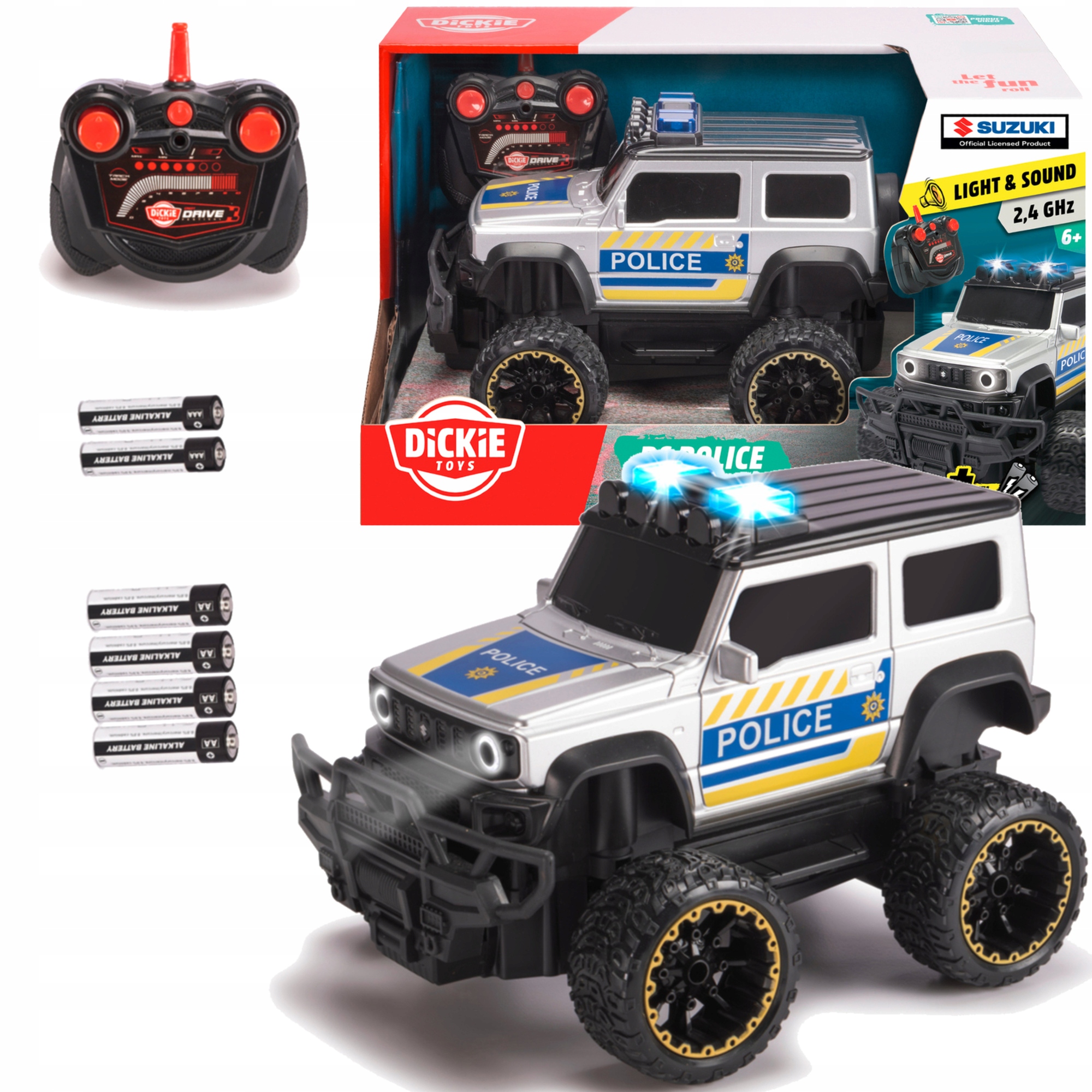 Zdalnie Sterowany Radiowóz Policyjny Offroarder Swiatło Dźwięk Suzuki