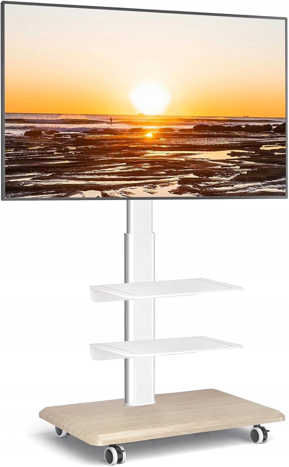 Bílý Stojan Na Televizor Na Kolečkách Od 26 Do 65 Palců Do 35 Kg
