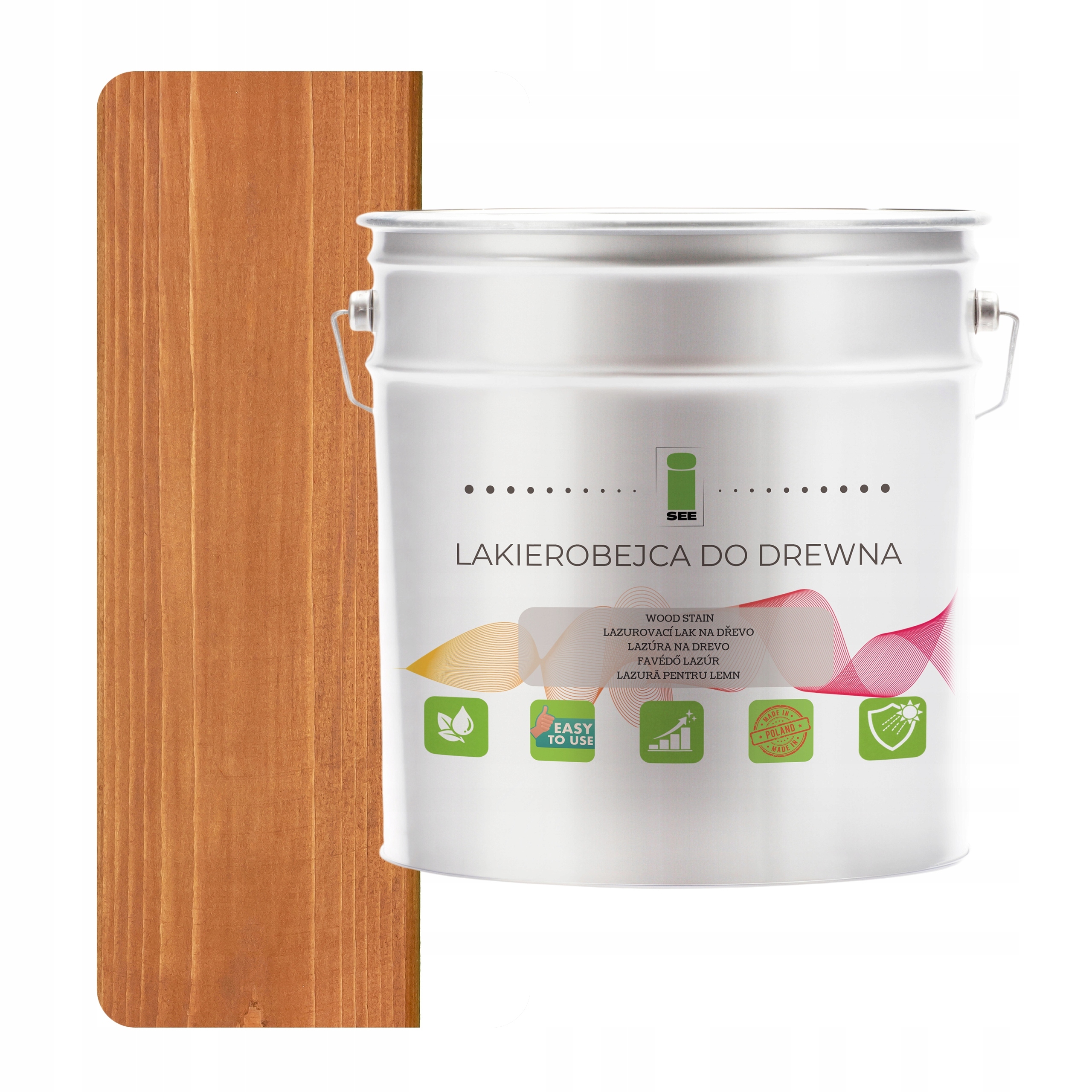 Lak na dřevo teak hydrofobní bez zápachu, polomatný, 3v1 2,5L D040