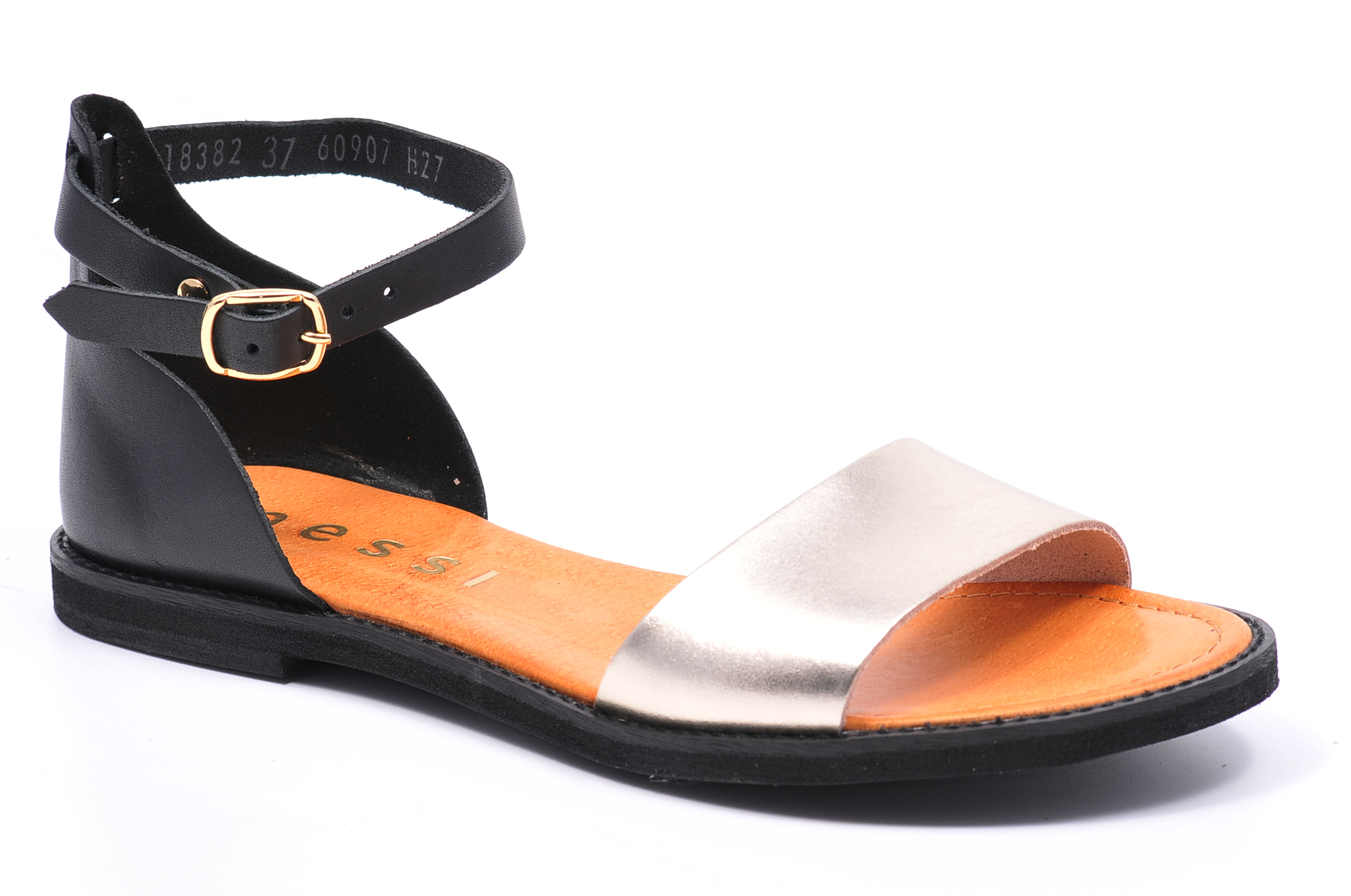 Sandály Nessi 18382, černá zlatá, Velikost 38