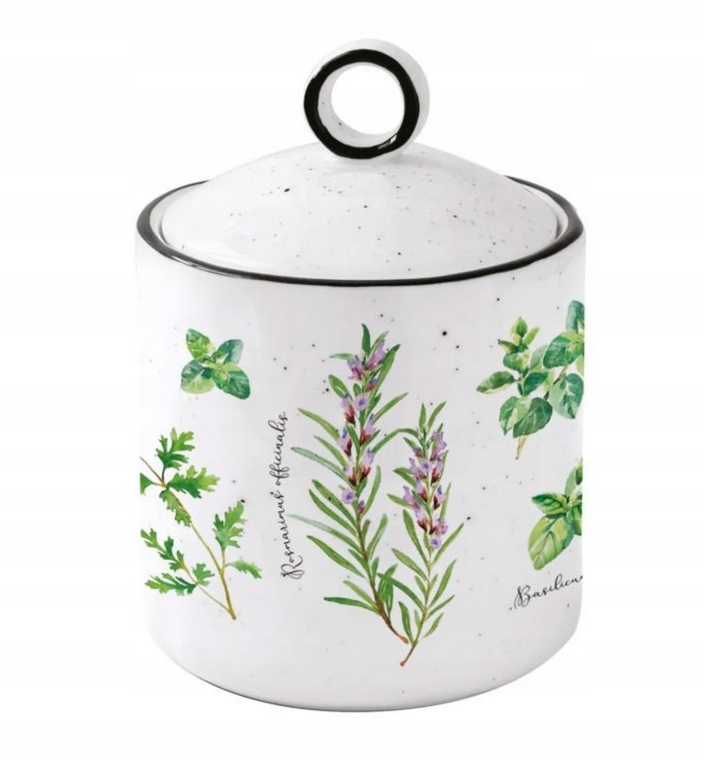 Porcelánová nádoba cukr sůl kuchyně motiv domácích bylinek provence