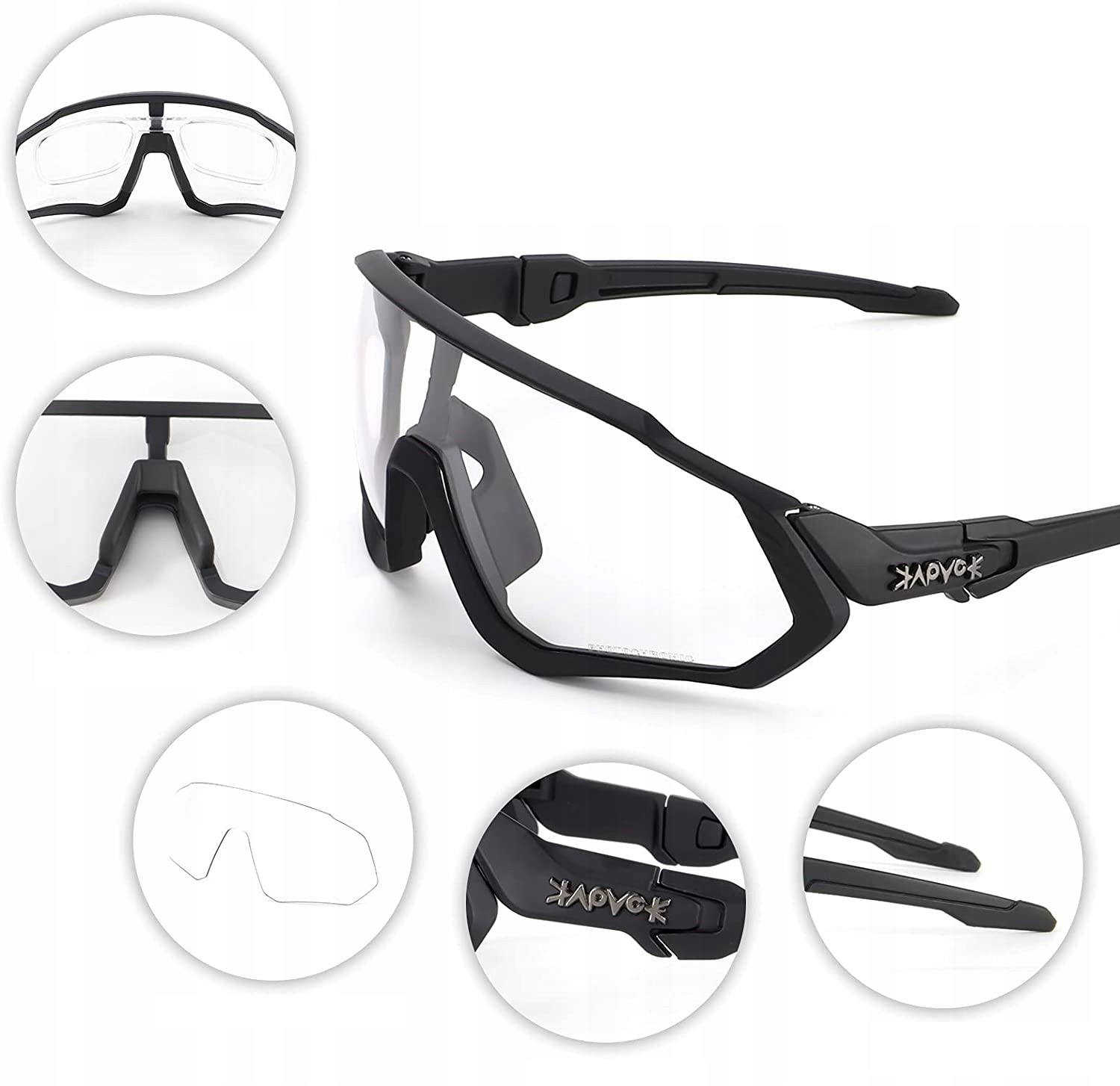 OKULARY ROWEROWE SPORTOWE NA ROWER FOTOCHROMOWE UV400 FOTOCHROMEM Marka Kapvoe