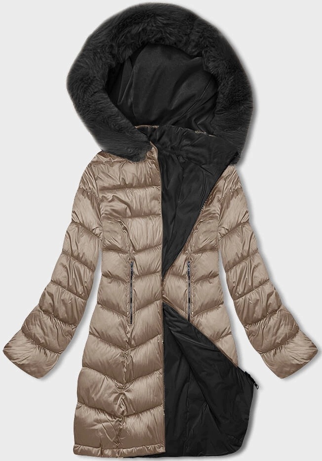 Zimní Bunda Kapuce B8202 Cappuccino S (36)