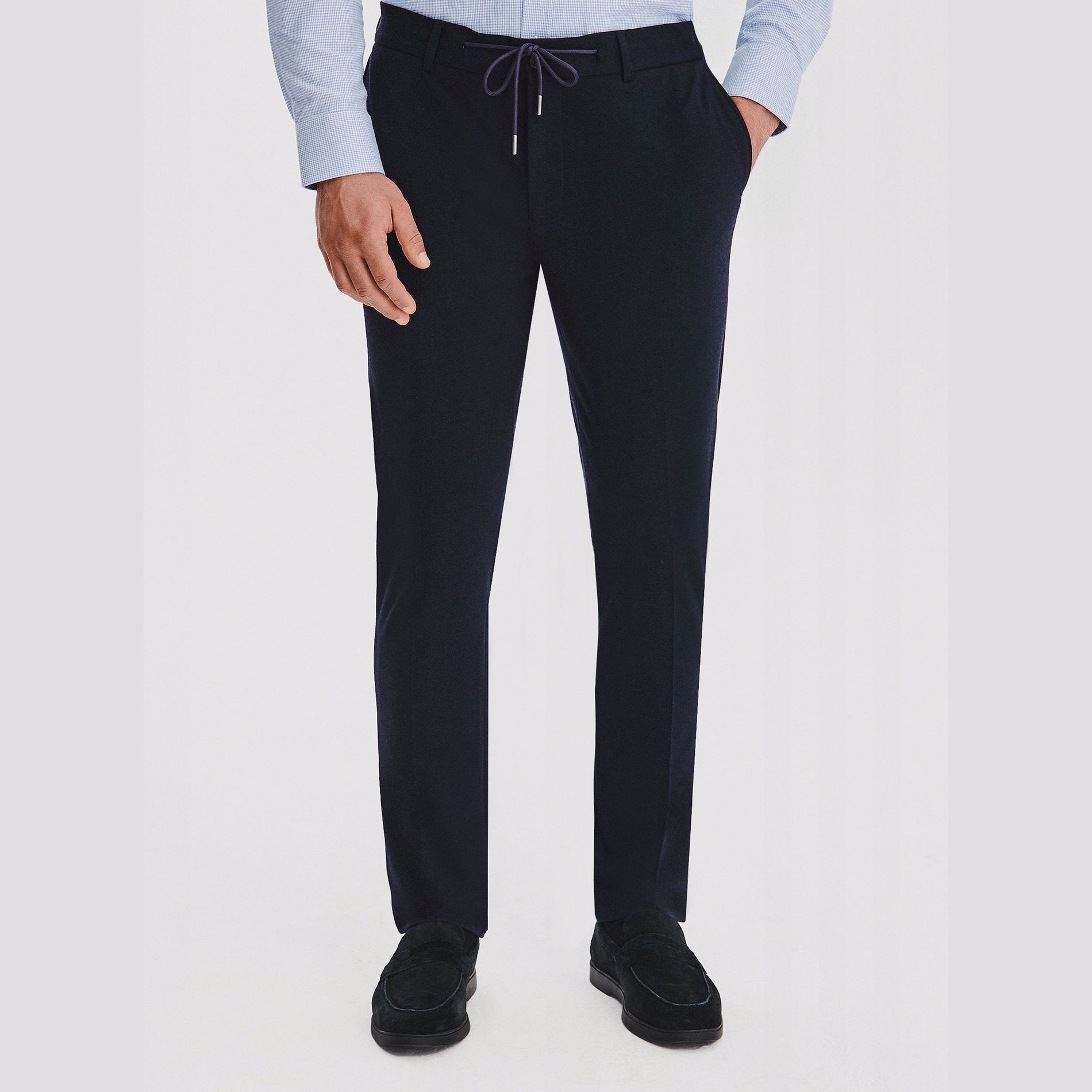 Elegantní modré pánské kalhoty s vlnou Pako Lorente, velikost vel