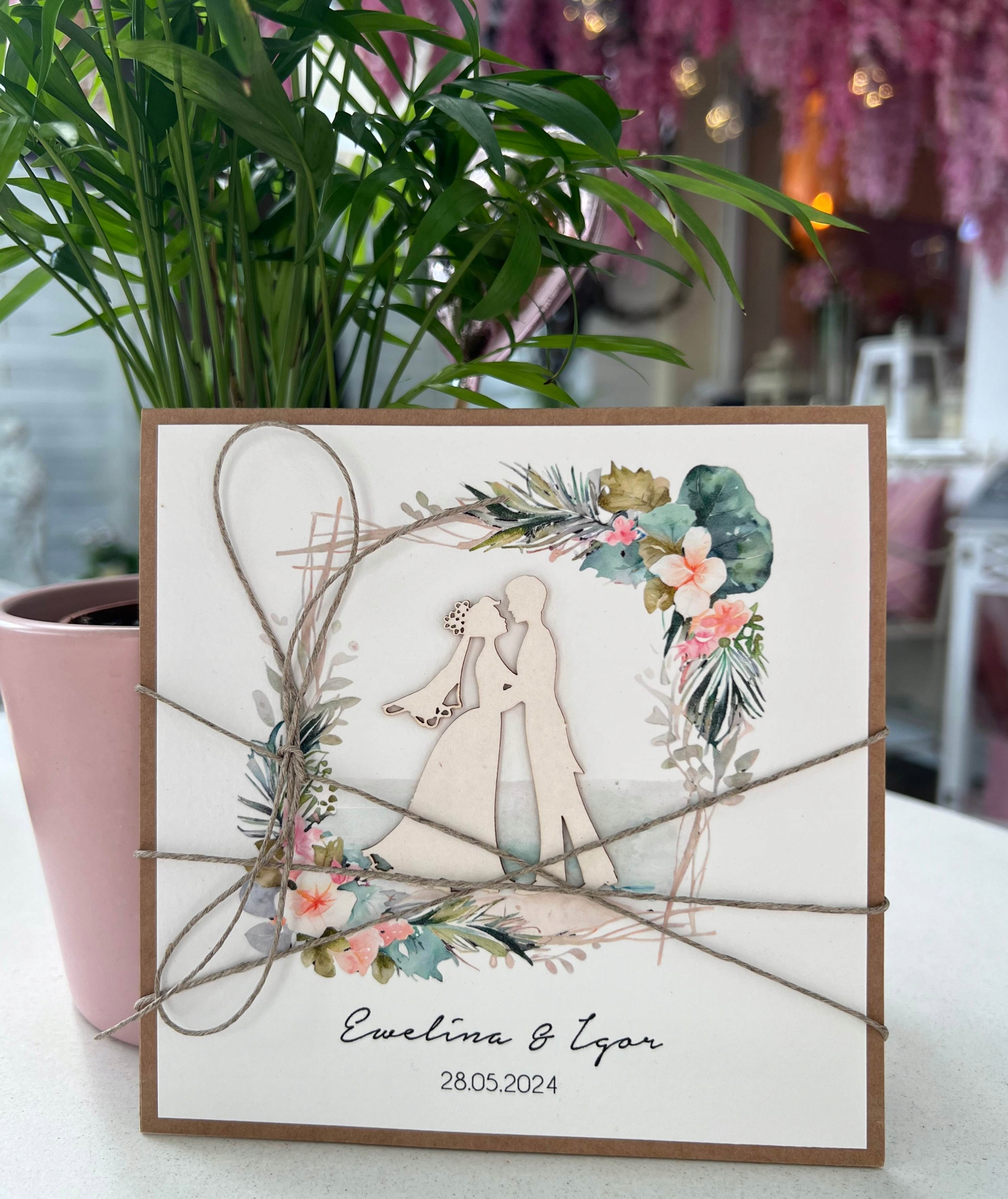 Přání na svatba svatební ručně vyrobené s boho personalizací